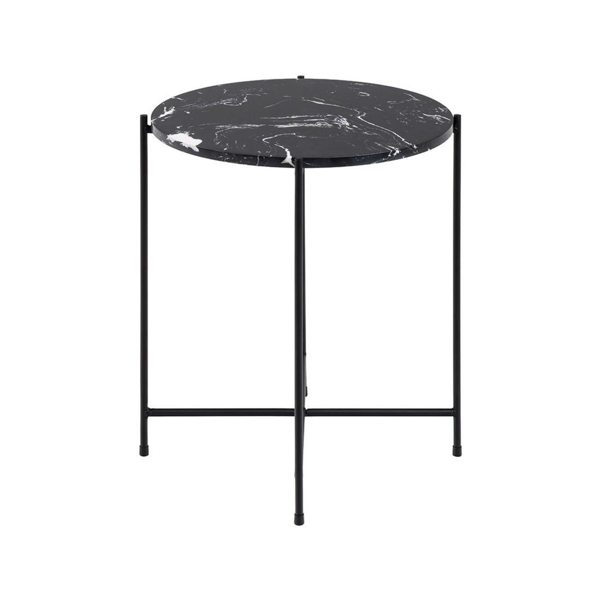 LISA DESIGN Ezaro - table basse ronde - 42 cm - plateau en marbre - pieds en acier