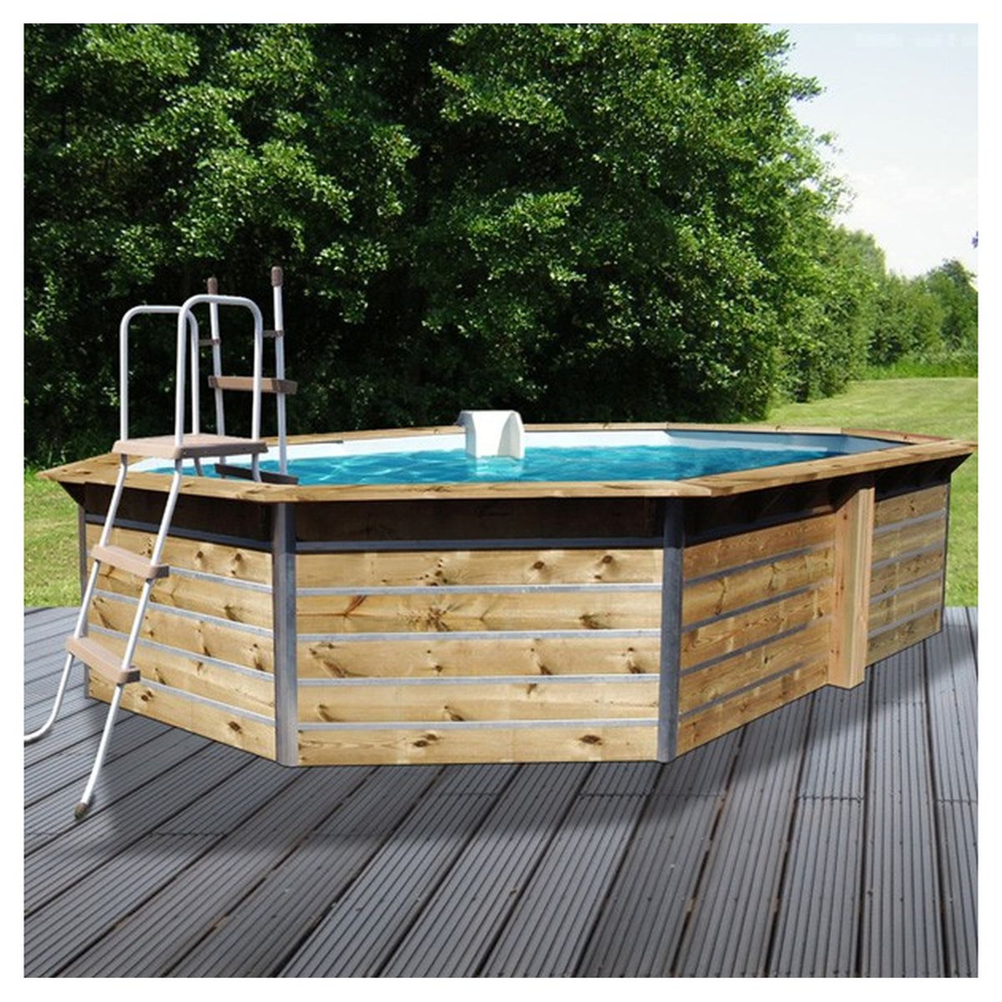 WATERCLIP Piscine en bois octogonale 460x111 LEYTE