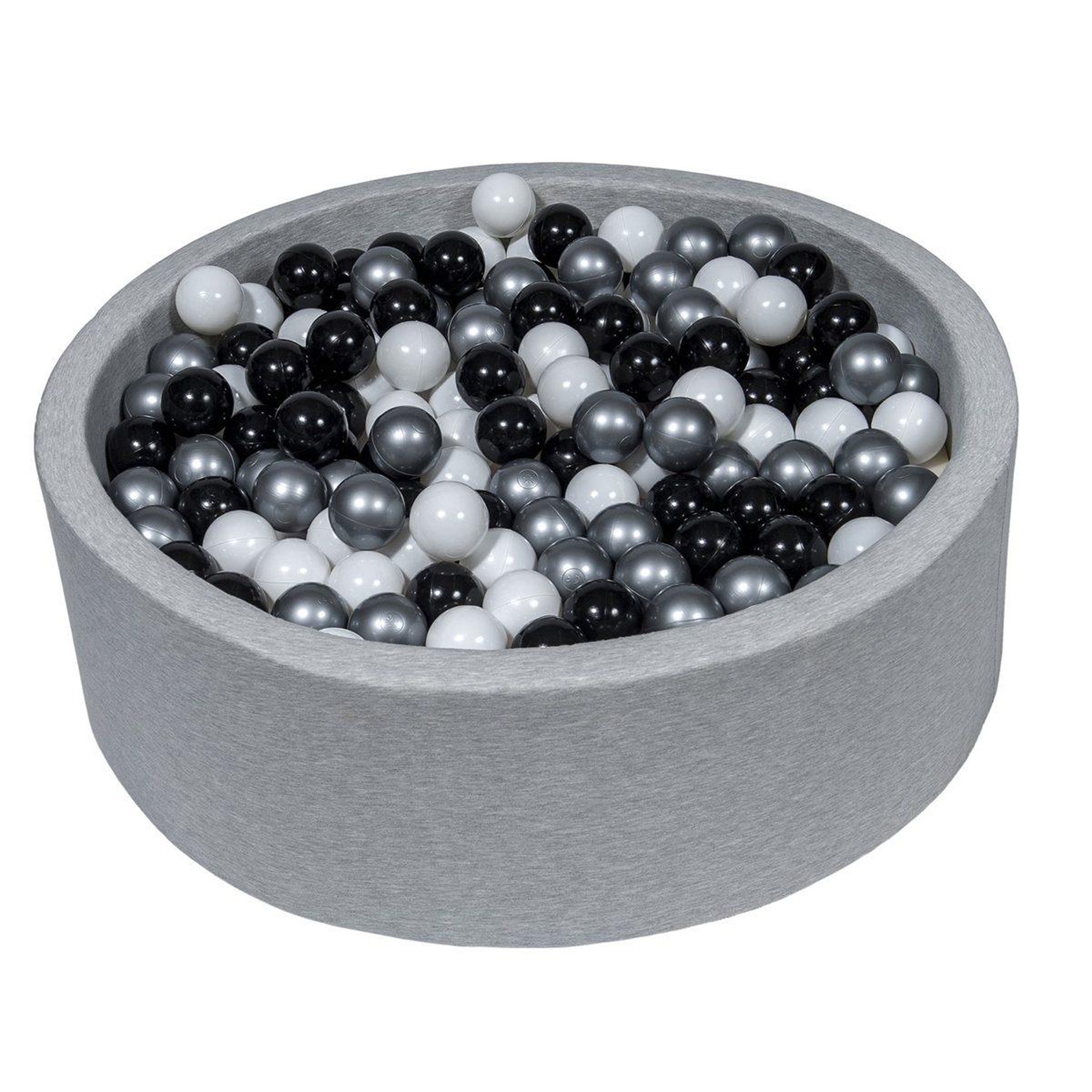VELINDA Piscine à balles aire de jeu + 450 balles noir, blanc, argent
