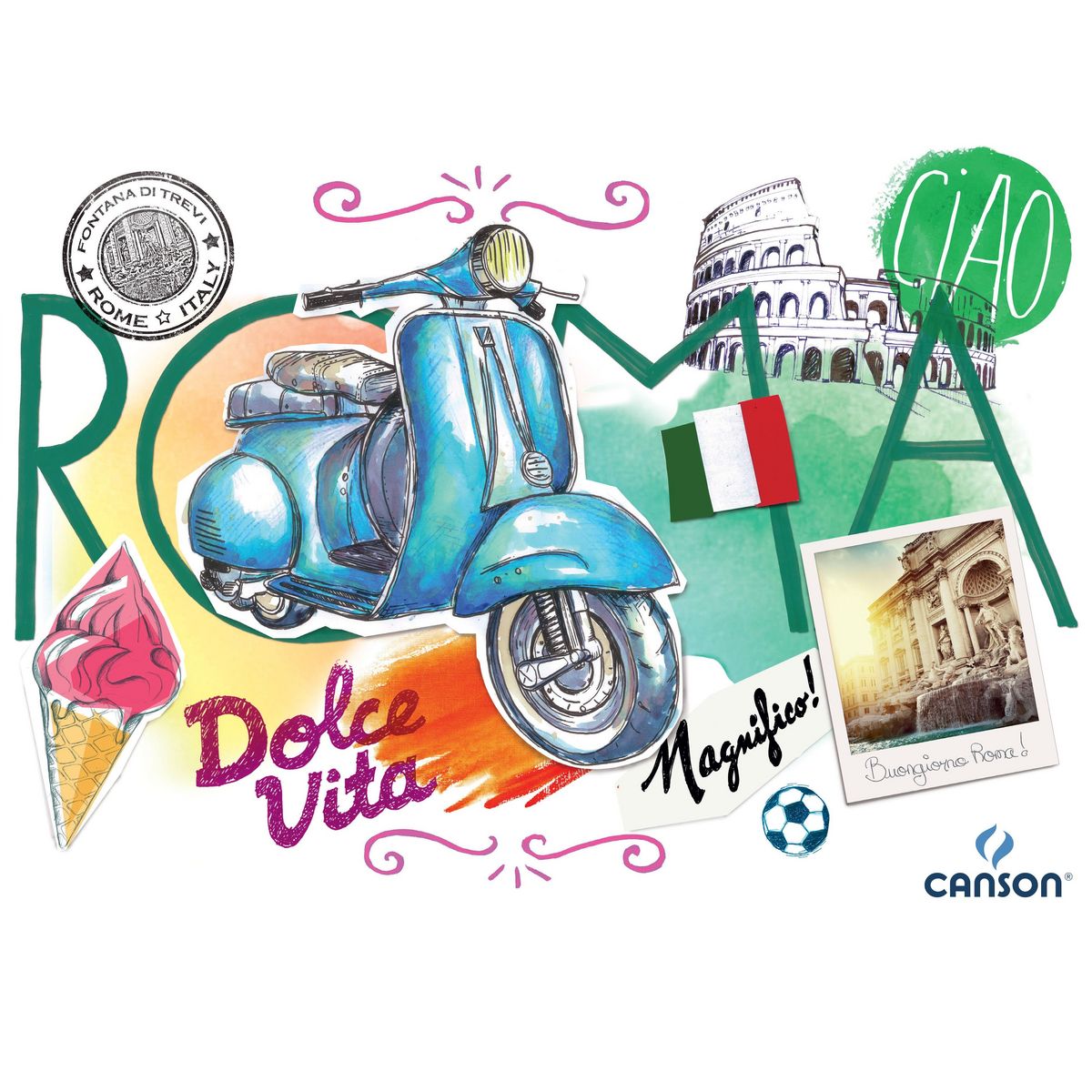 CANSON Cartons à dessin 26x33 cm 2 élastiques Rome