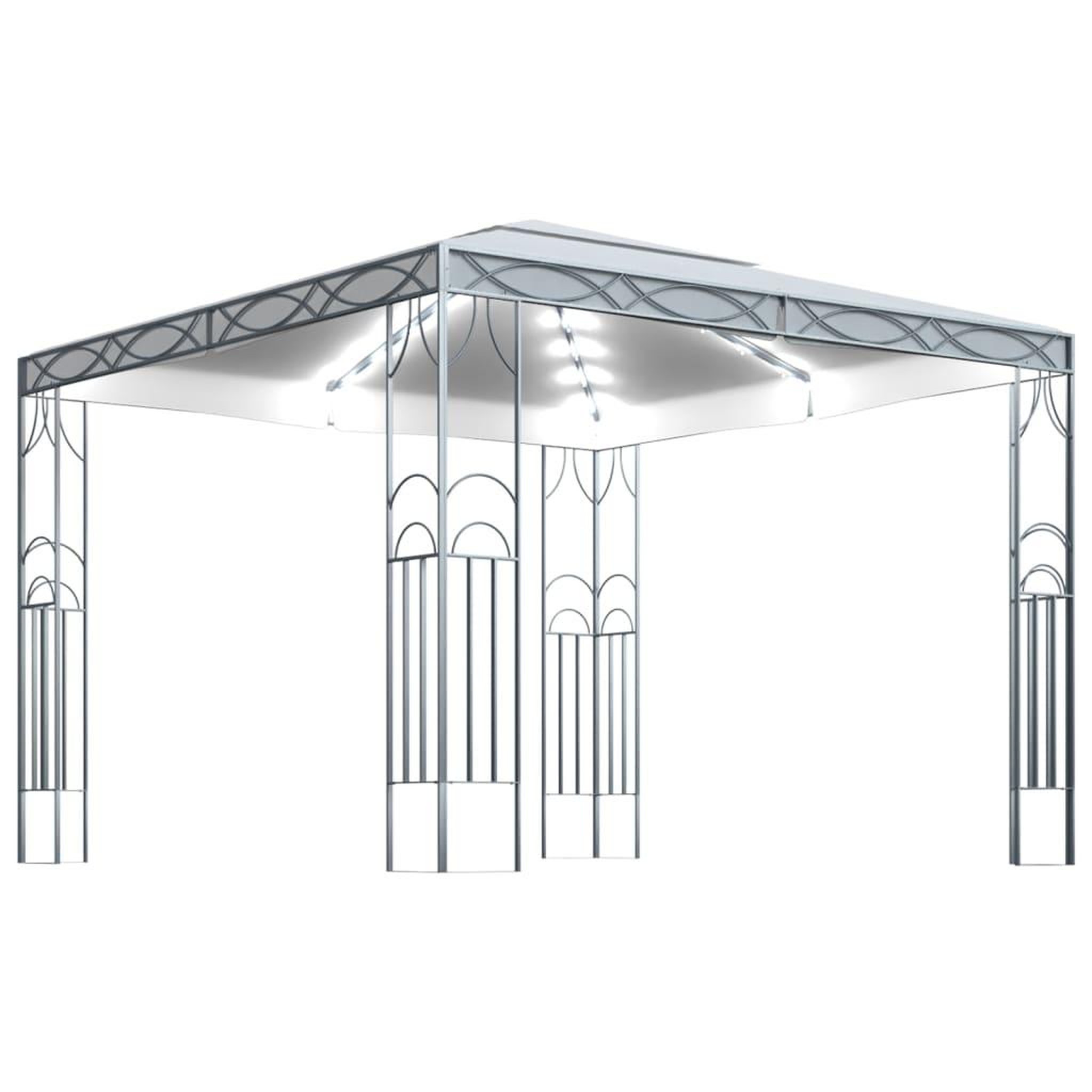 Voir la diapositive 2 : VIDAXL Tonnelle avec guirlande lumineuse a LED 300x300 cm Creme