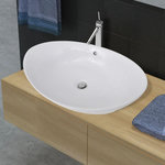 VIDAXL Lavabo ovale en ceramique avec trop plein 59 x 38,5 cm