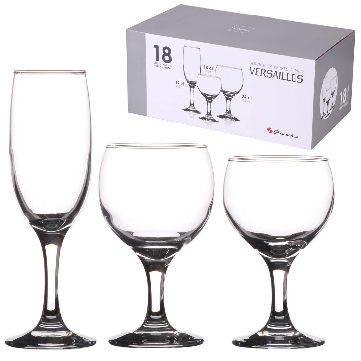 PASABAHCE Service de 18 verres à pied VERSAILLES