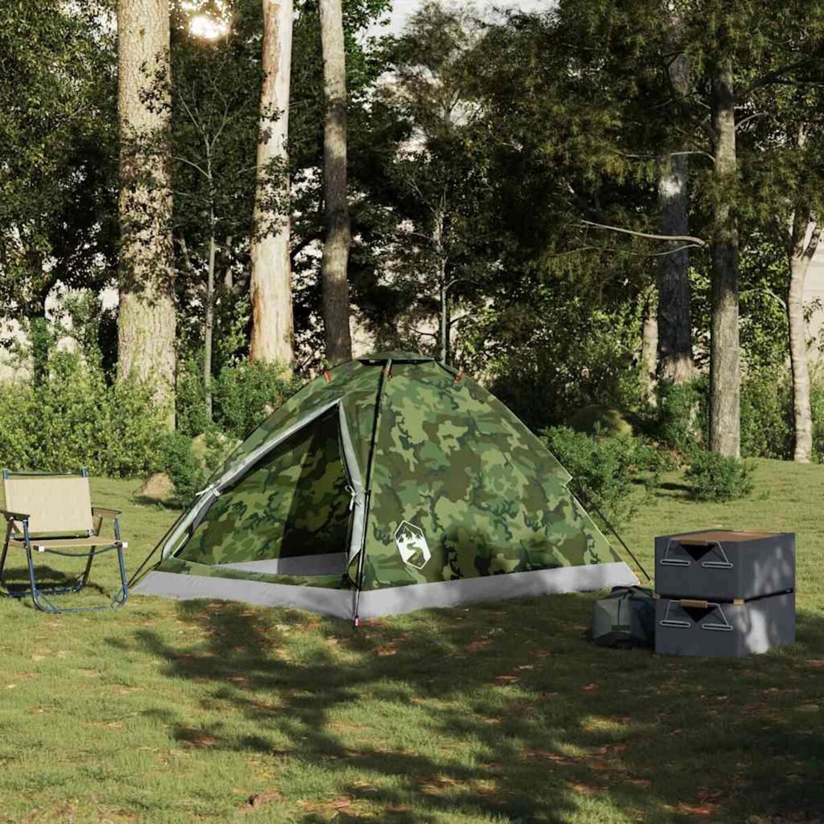 VIDAXL Tente de camping a dome 2 personnes camouflage impermeable