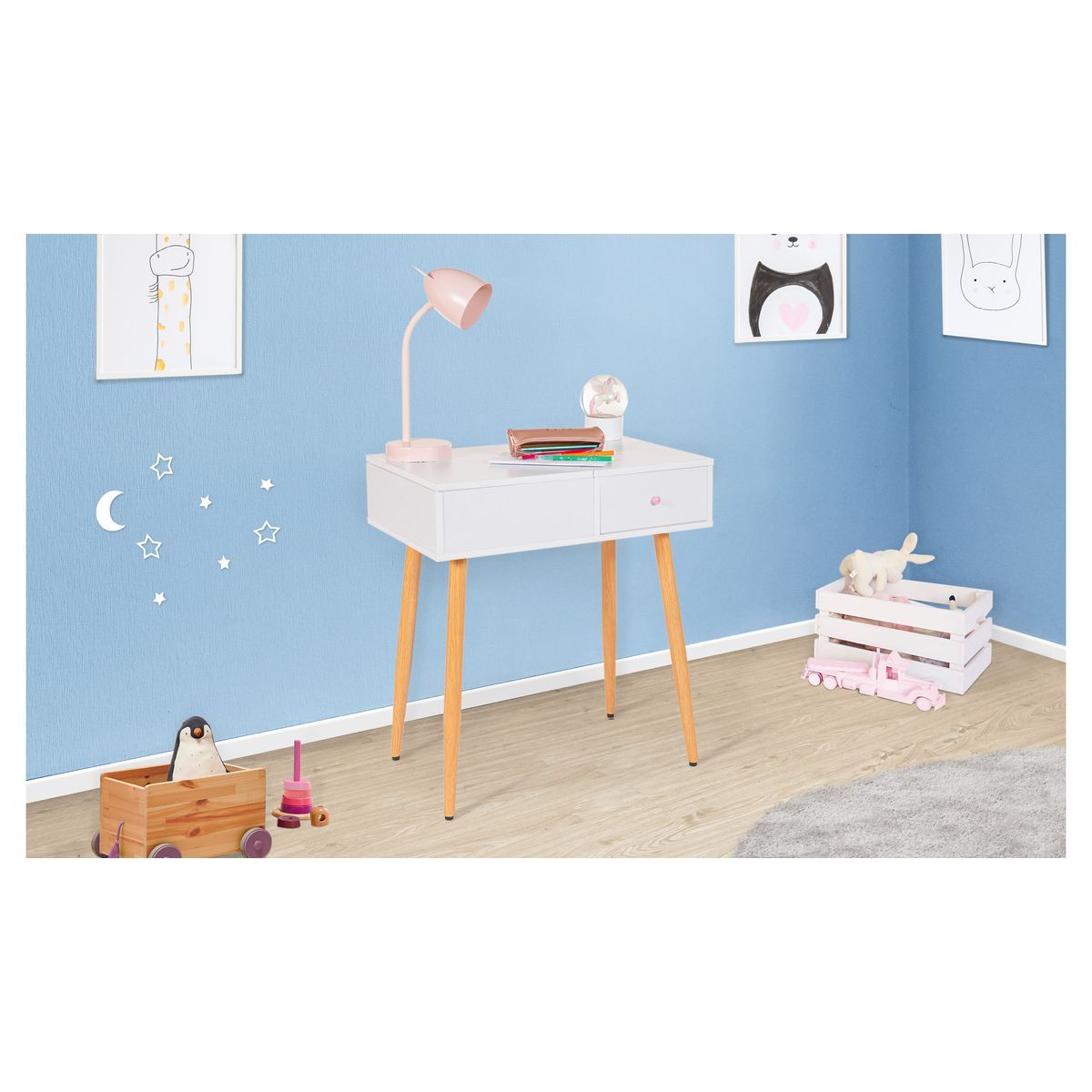 Coiffeuse avec miroir et pieds métal ELENA