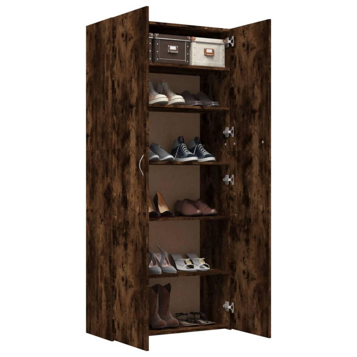 VIDAXL Armoire a chaussures Chene fume 80x35,5x180cm Bois d'ingenierie