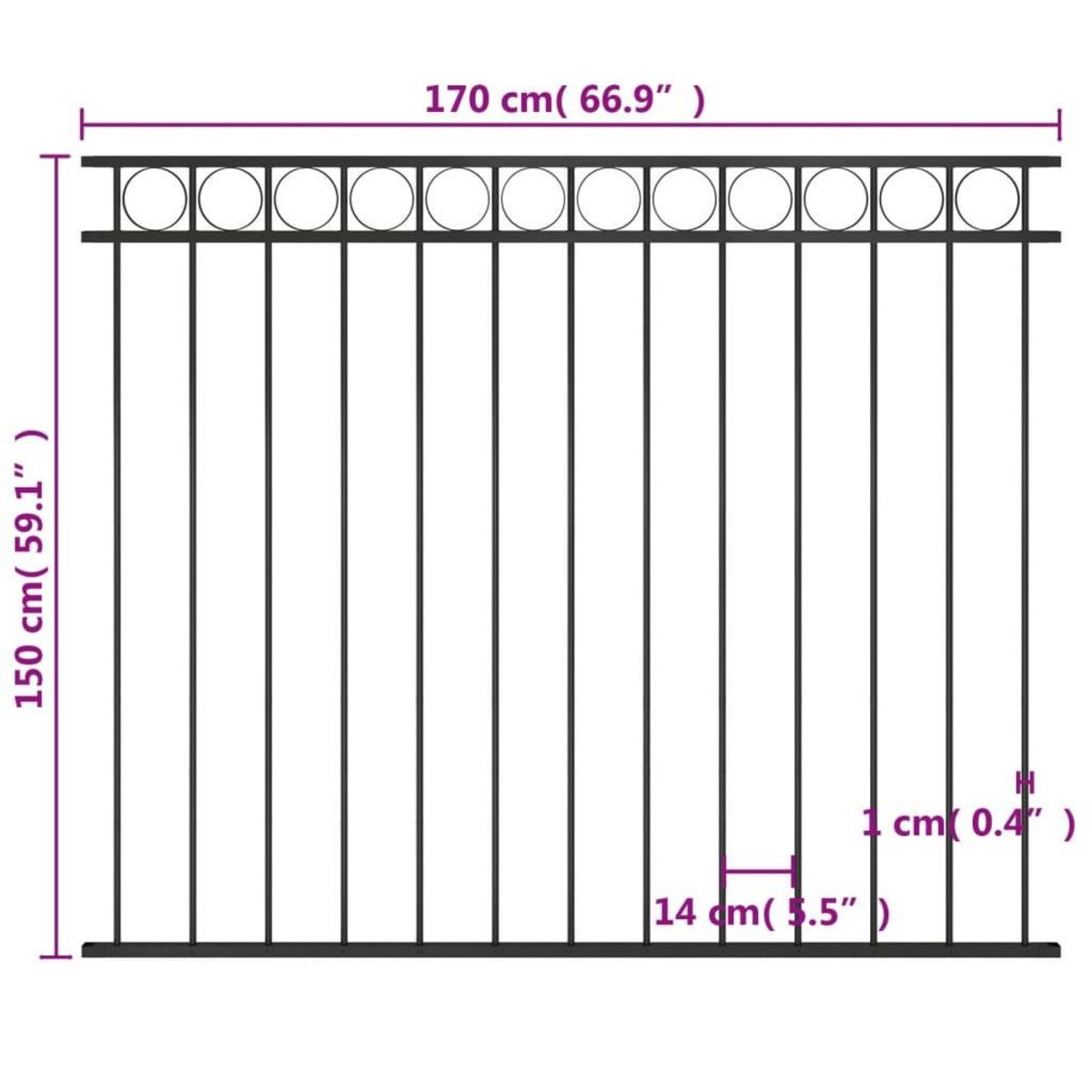 VIDAXL Panneau de cloture Acier 1,7x1,5 m Noir