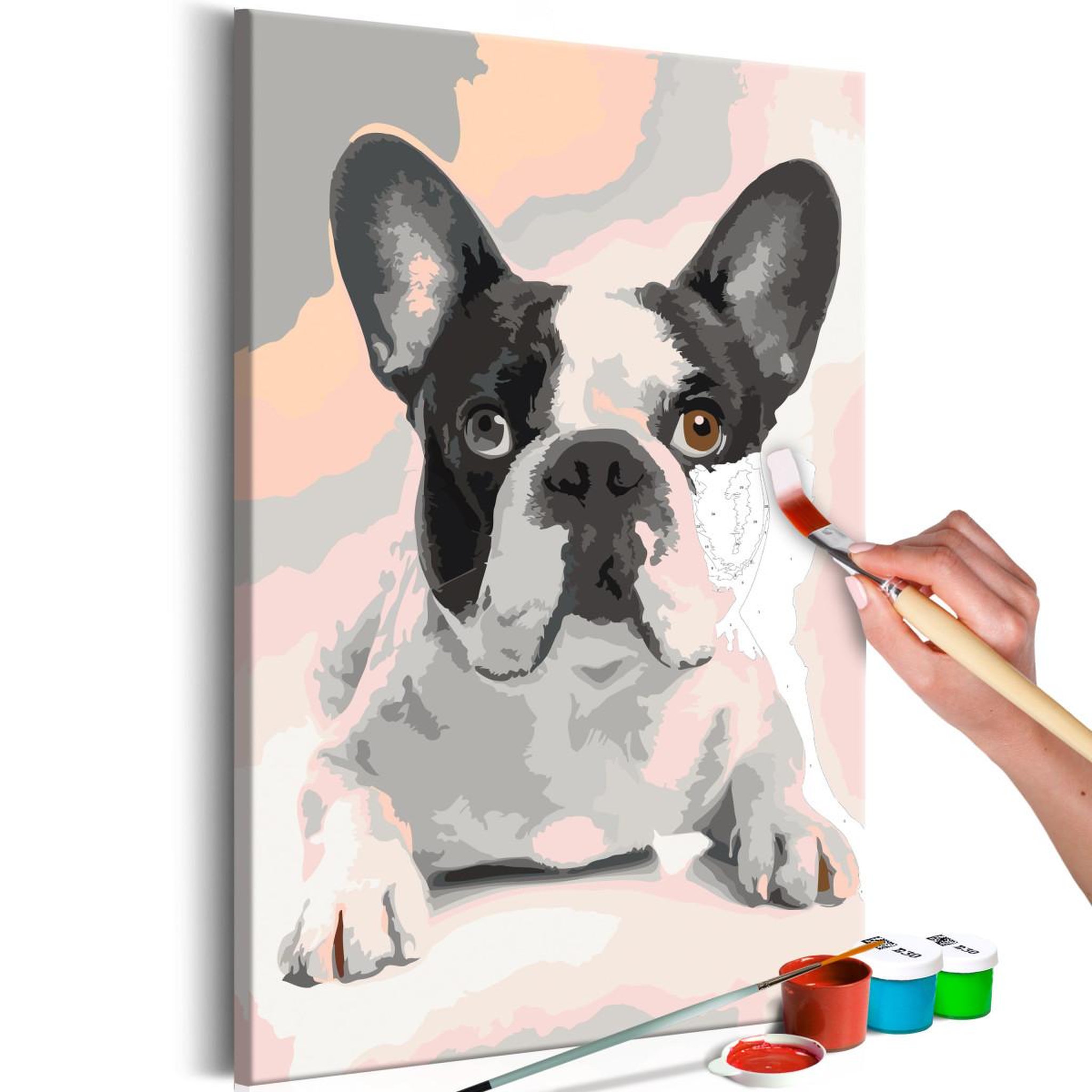 Voir la diapositive 1 : Paris Prix Tableau à peindre soi-même  bouledogue français  40x60cm