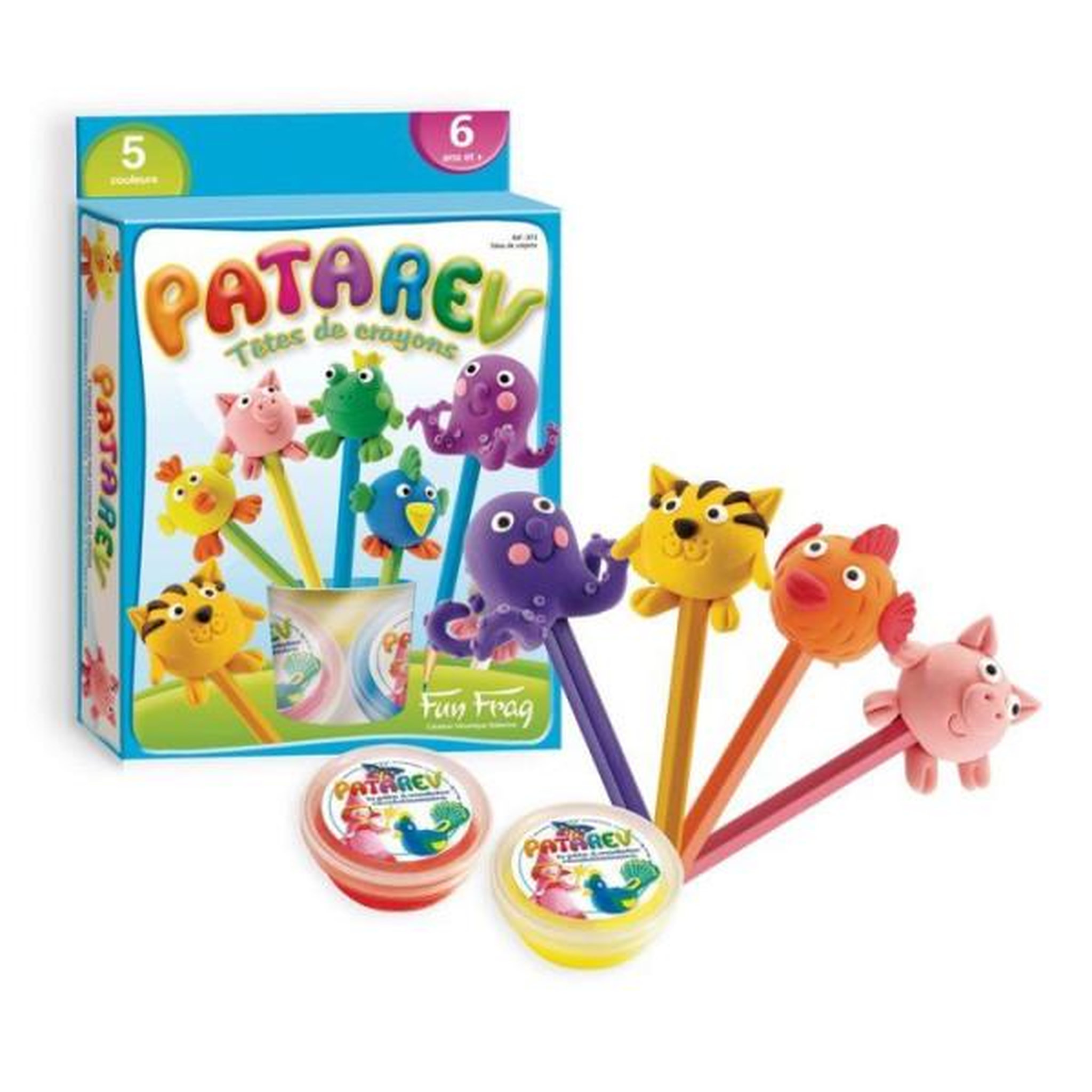 Sentosphere Pate a modeler - sentosphere - patarev - blister - tetes de crayon - 5 pots de couleur - 8 tetes d'animaux - des 6 ans