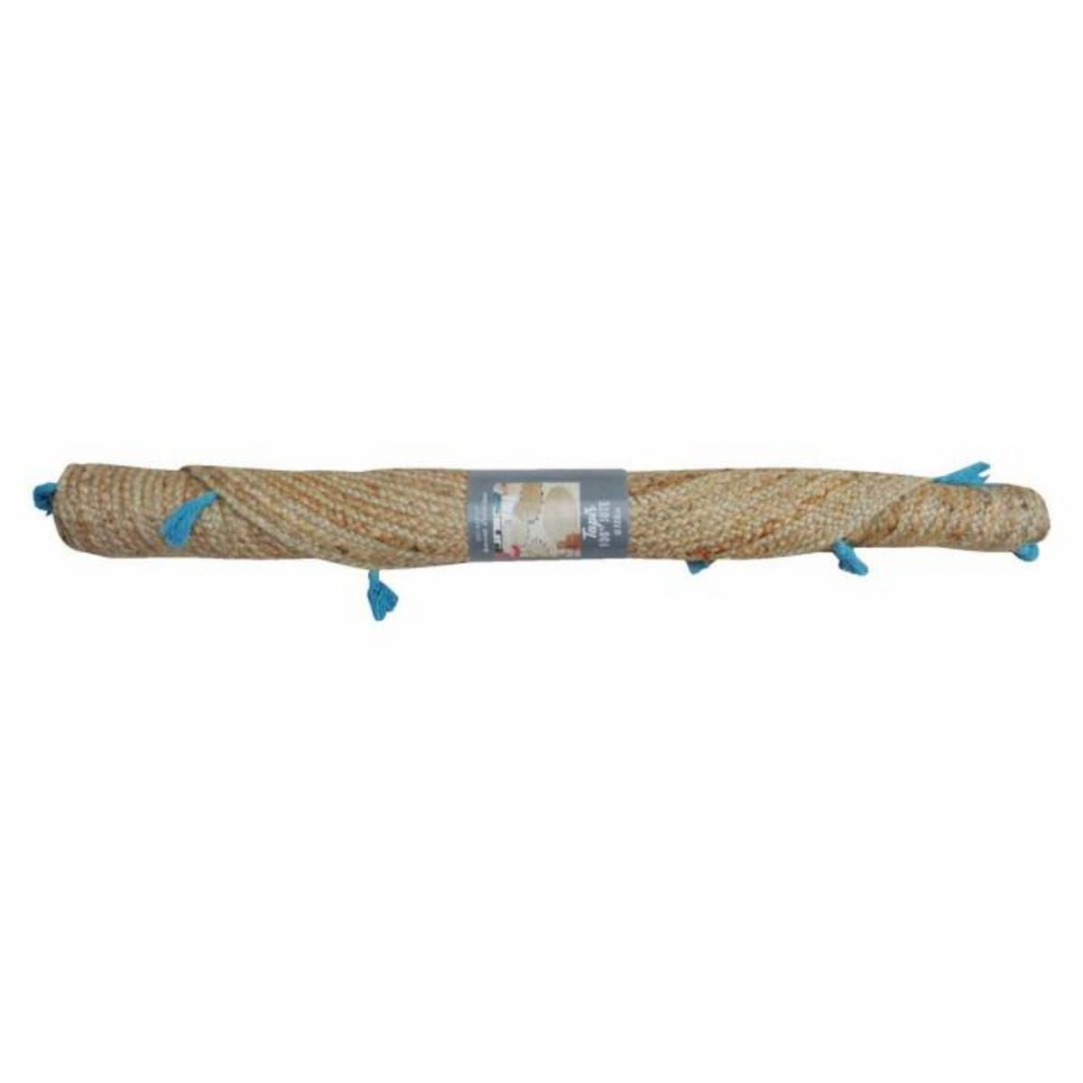 Paris Prix Tapis Déco Rond en Jute  Shira  120cm Turquoise