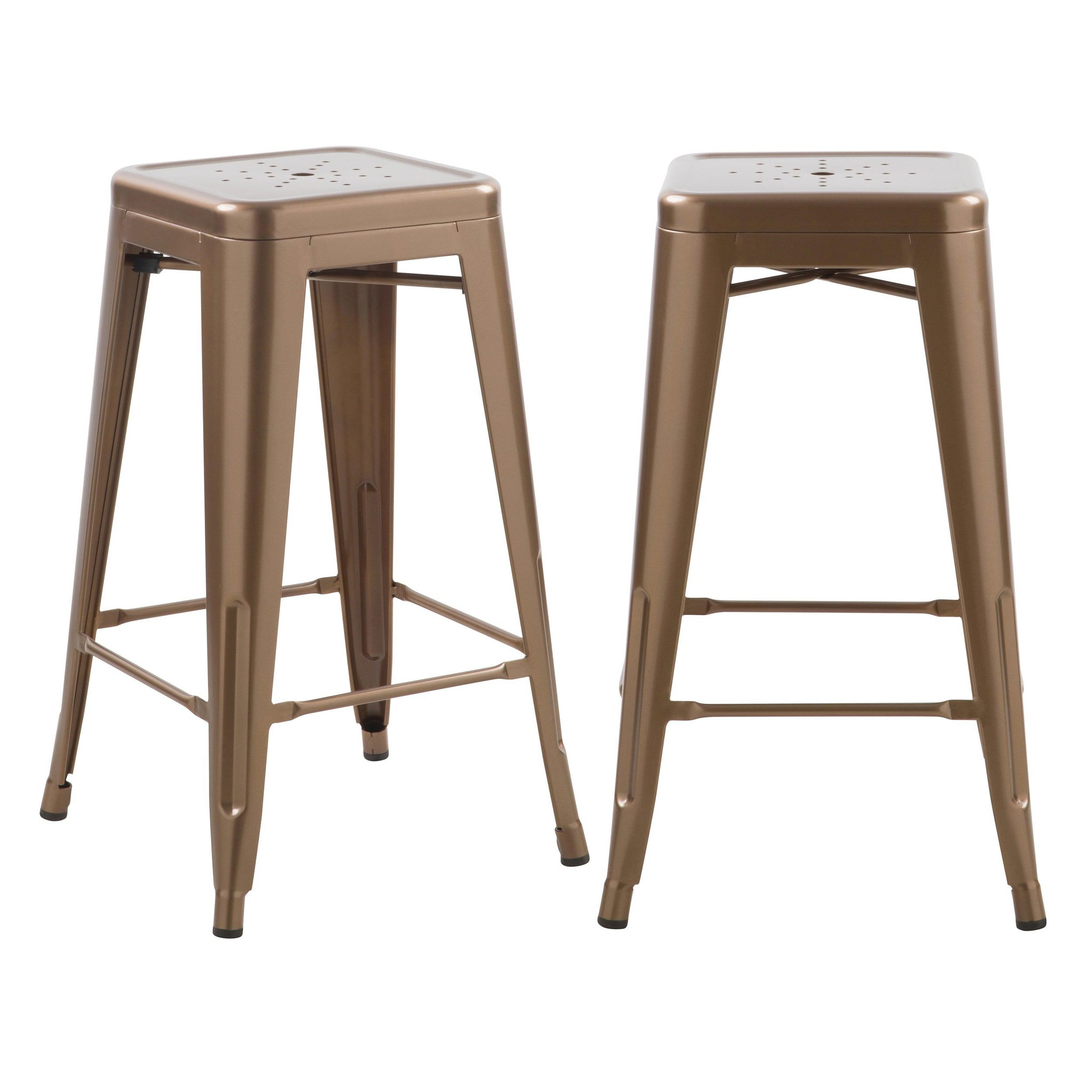 MAISON PAVANE Lot de 2 tabourets pour îlot central 66 cm en métal cuivre mat-indus