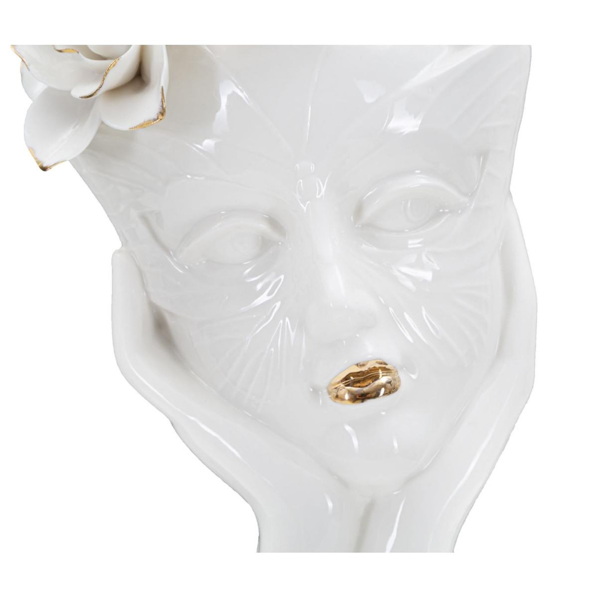 Voir la diapositive 2 : Paris Prix Vase déco en porcelaine  woman mask  27cm blanc
