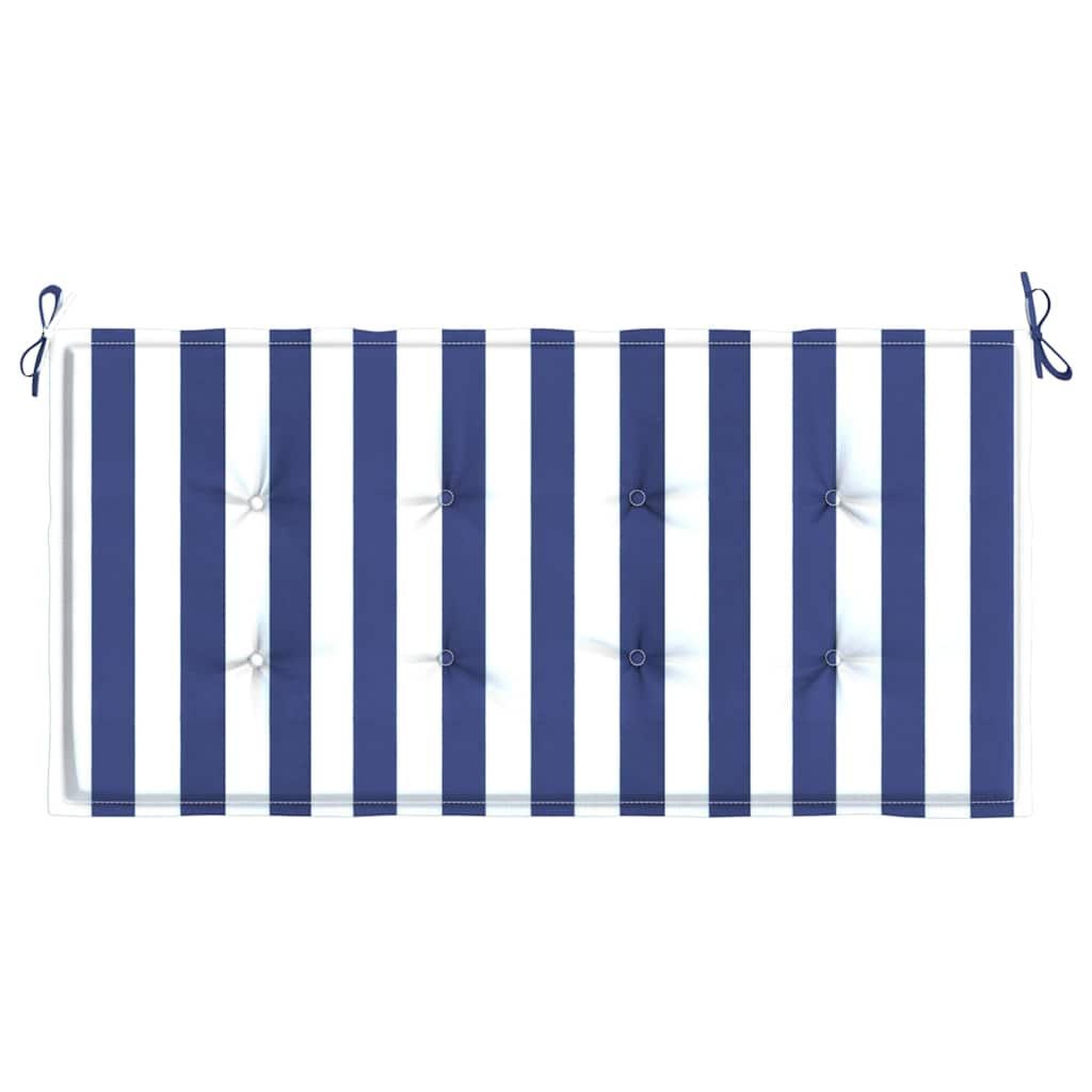 Voir la diapositive 4 : VIDAXL Coussin de banc de jardin rayures bleues et blanches 120x50x3cm