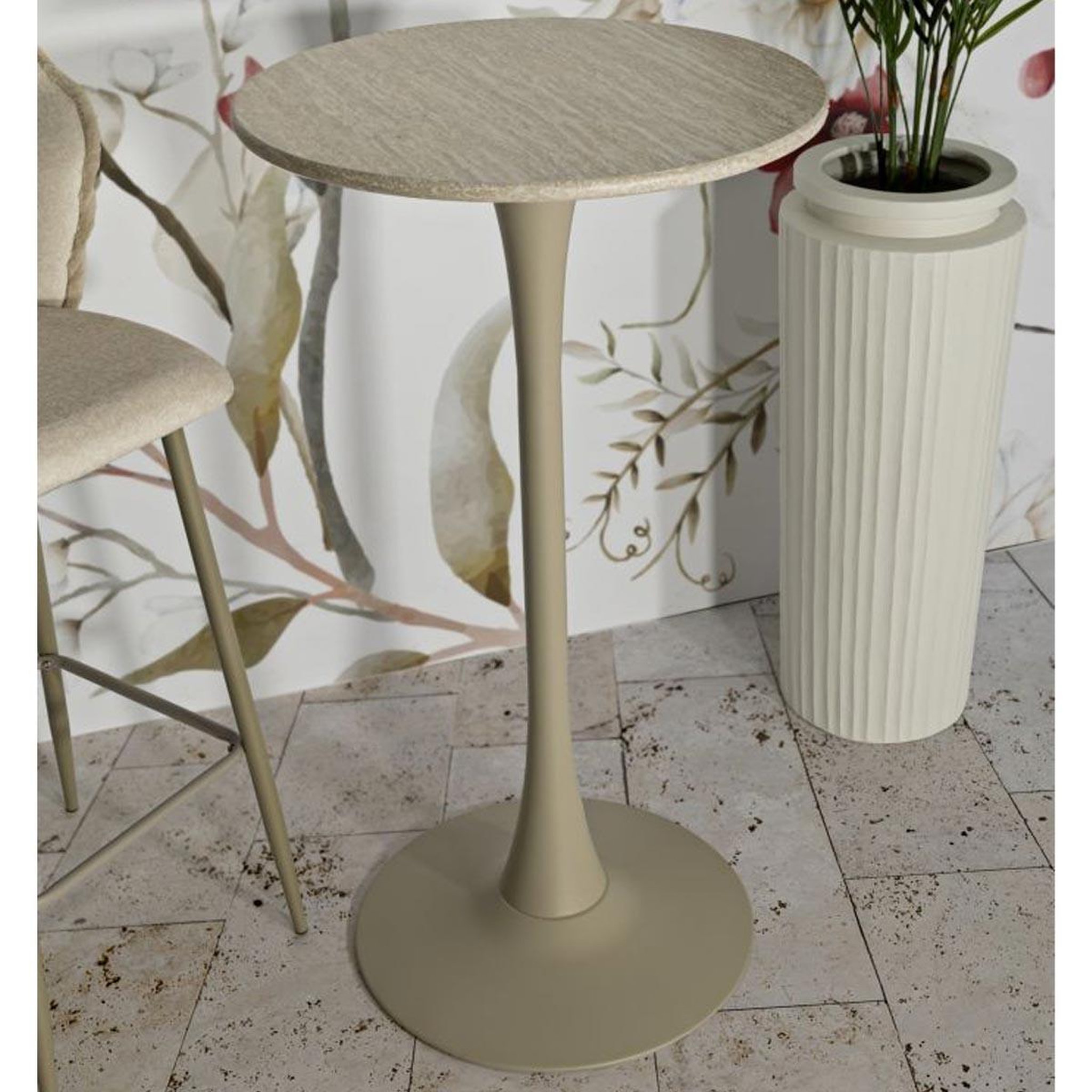 Voir la diapositive 5 : Paris Prix Table de bar ronde  alaska  106cm crème
