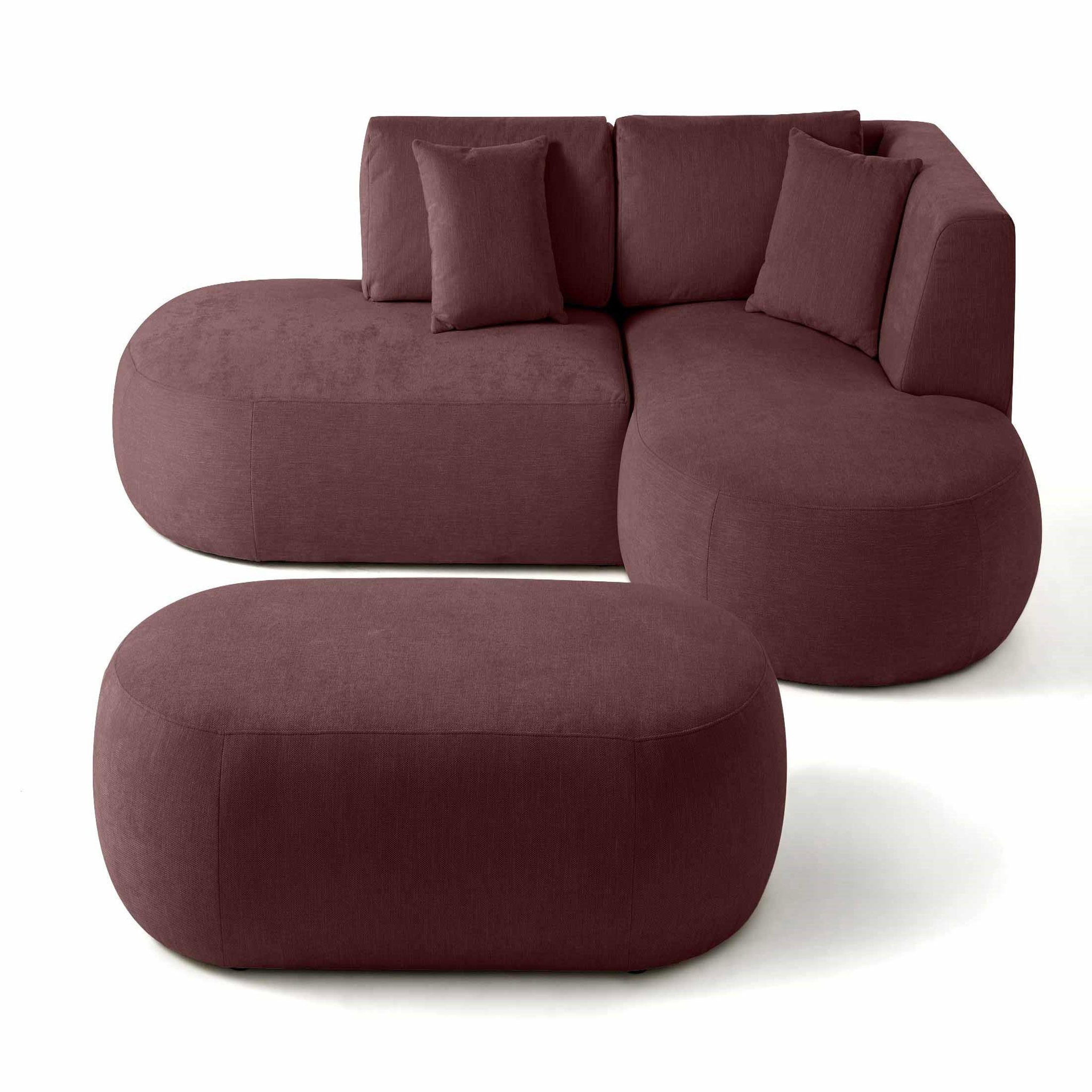 Voir la diapositive 1 : LISA DESIGN Santorini - canapé modulable d'angle droit + pouf - 4 places - en tissu texturé