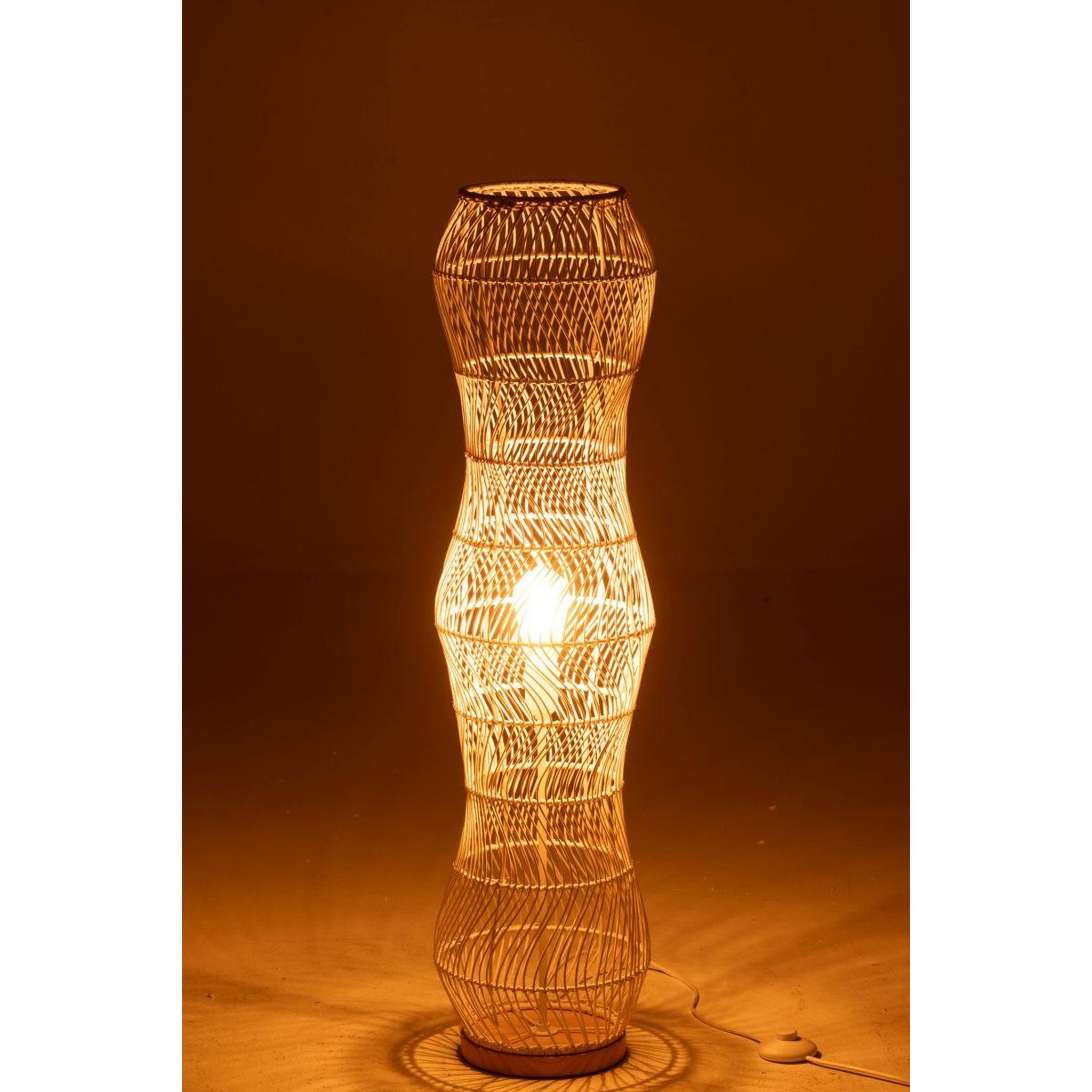 Voir la diapositive 3 : J-LINE Lampadaire torsade en rotin  etta  101cm blanc