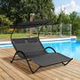 Voir la diapositive 2 : OUTSUNNY Balancelle de jardin 3 places grand confort toit inclinaison réglable épais coussins polyester acier époxy gris