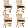 Voir la diapositive 1 : VIDAXL Chaises de jardin et coussins noir lot de 4 Bois de teck massif