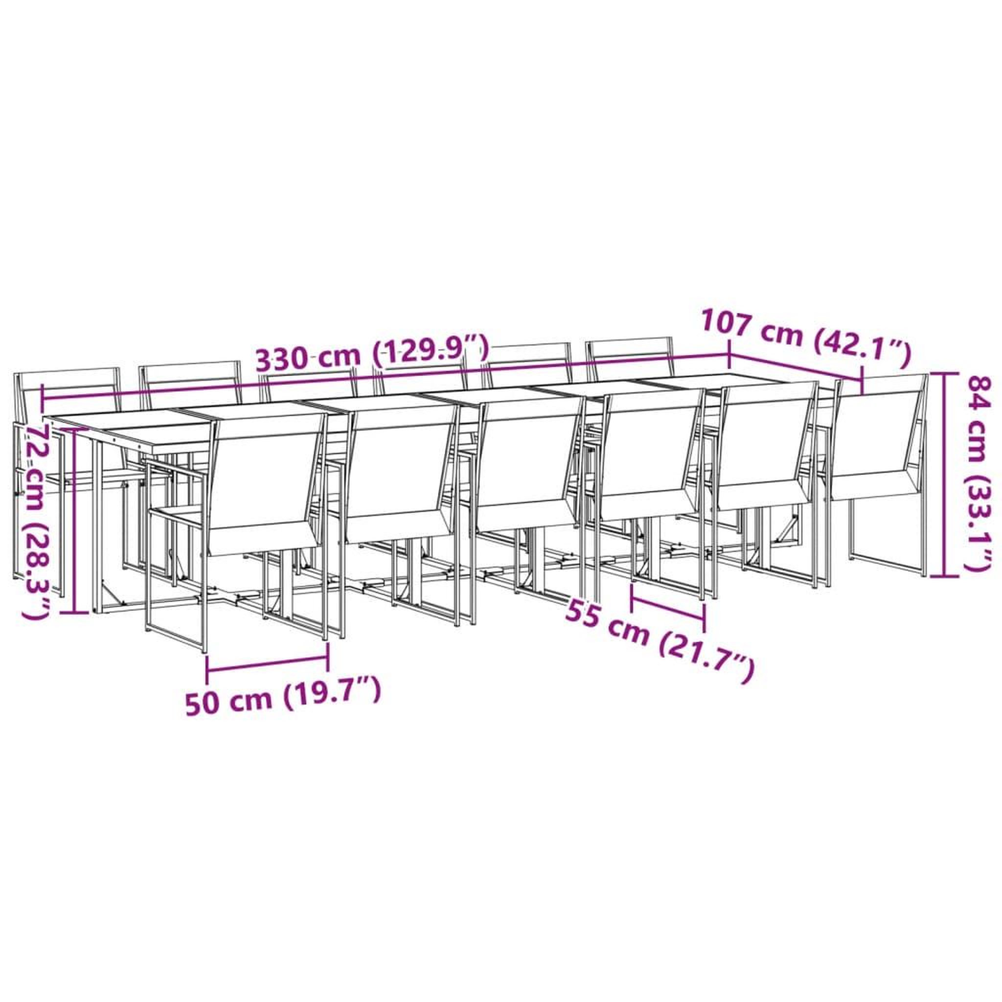 Voir la diapositive 6 : VIDAXL Ensemble a manger de jardin 13 pcs noir textilene