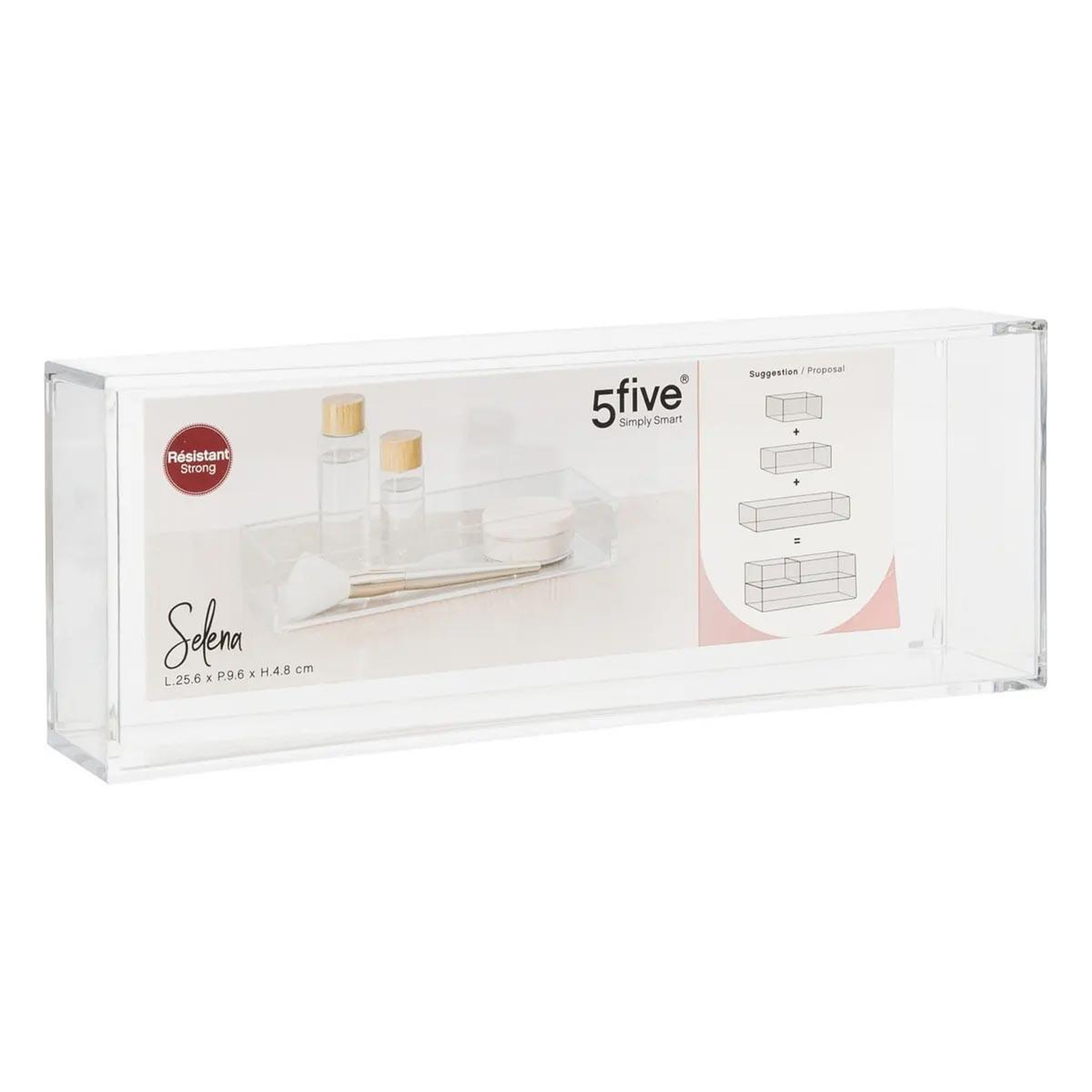 Voir la diapositive 2 : FIVE Plateau de rangement rectangulaire  selena  25cm transparent