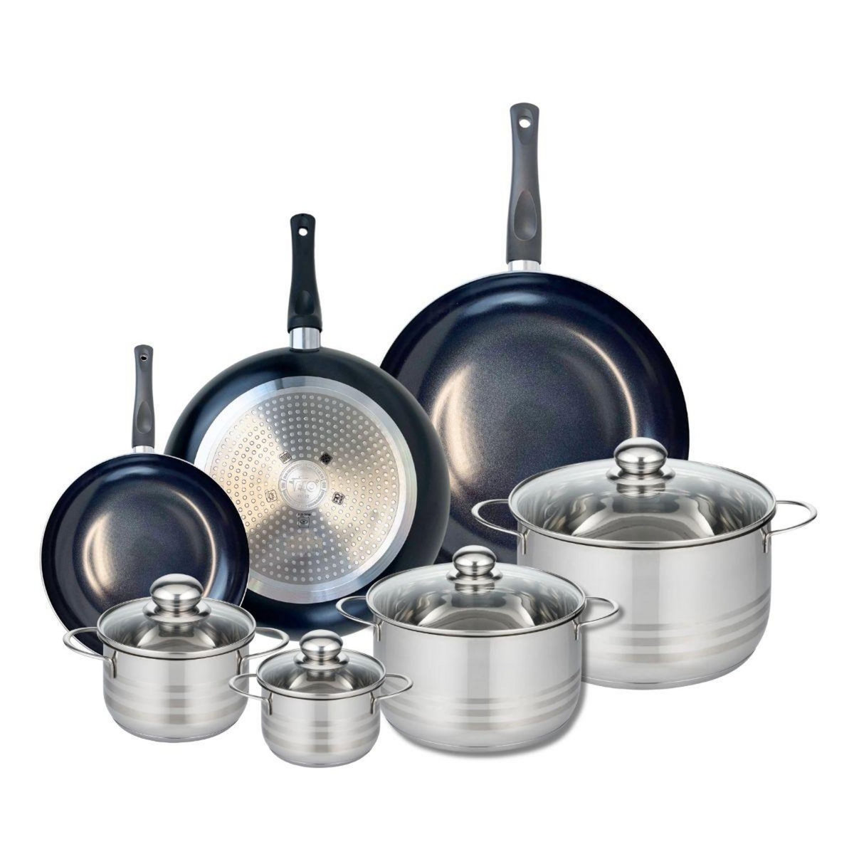 ELO Ensemble de 3 Poêles de cuisson 20, 28 et 32 cm et 4 faitouts 12, 14, 20 et 24 cm Elo Prima Brillant