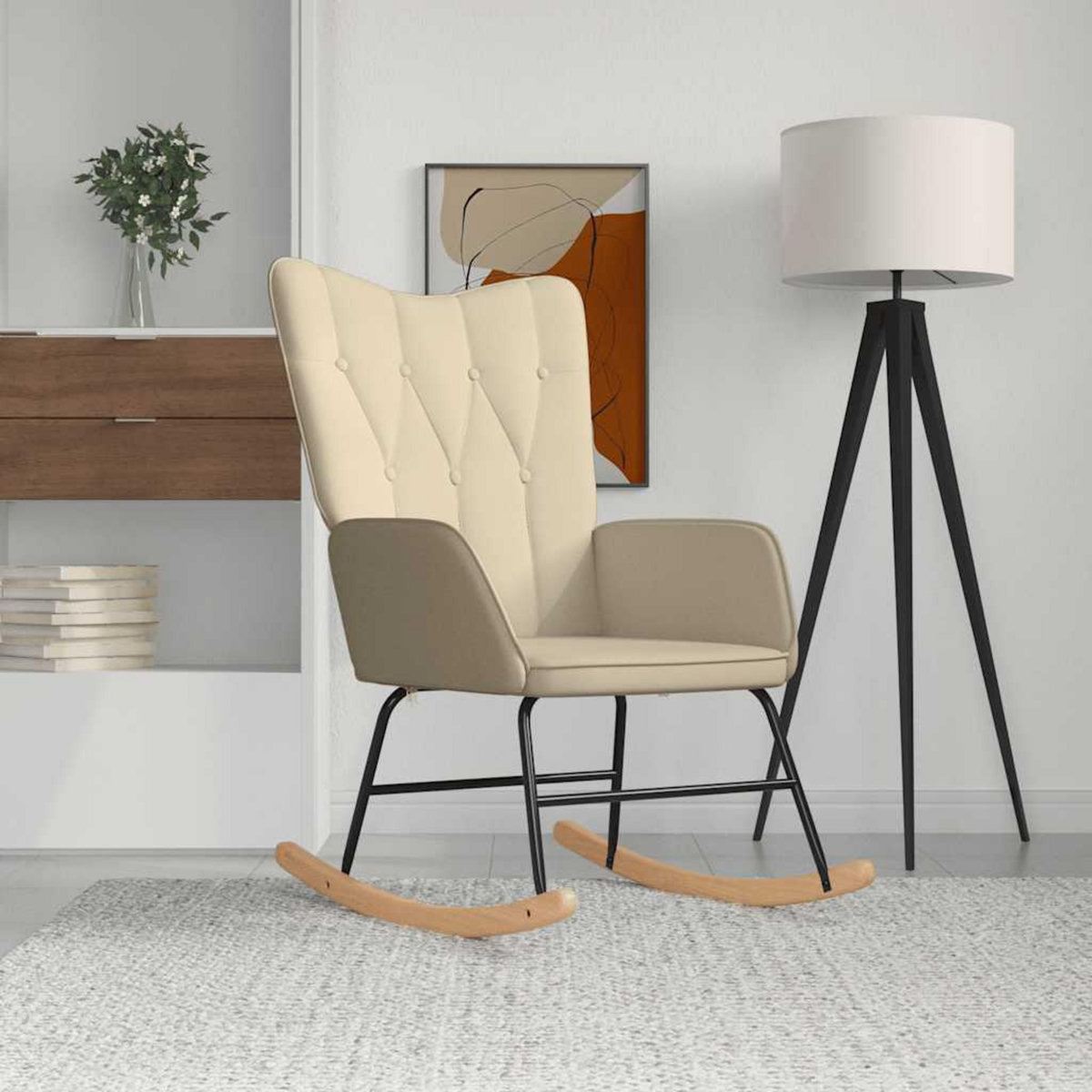 VIDAXL Chaise a bascule Creme Tissu