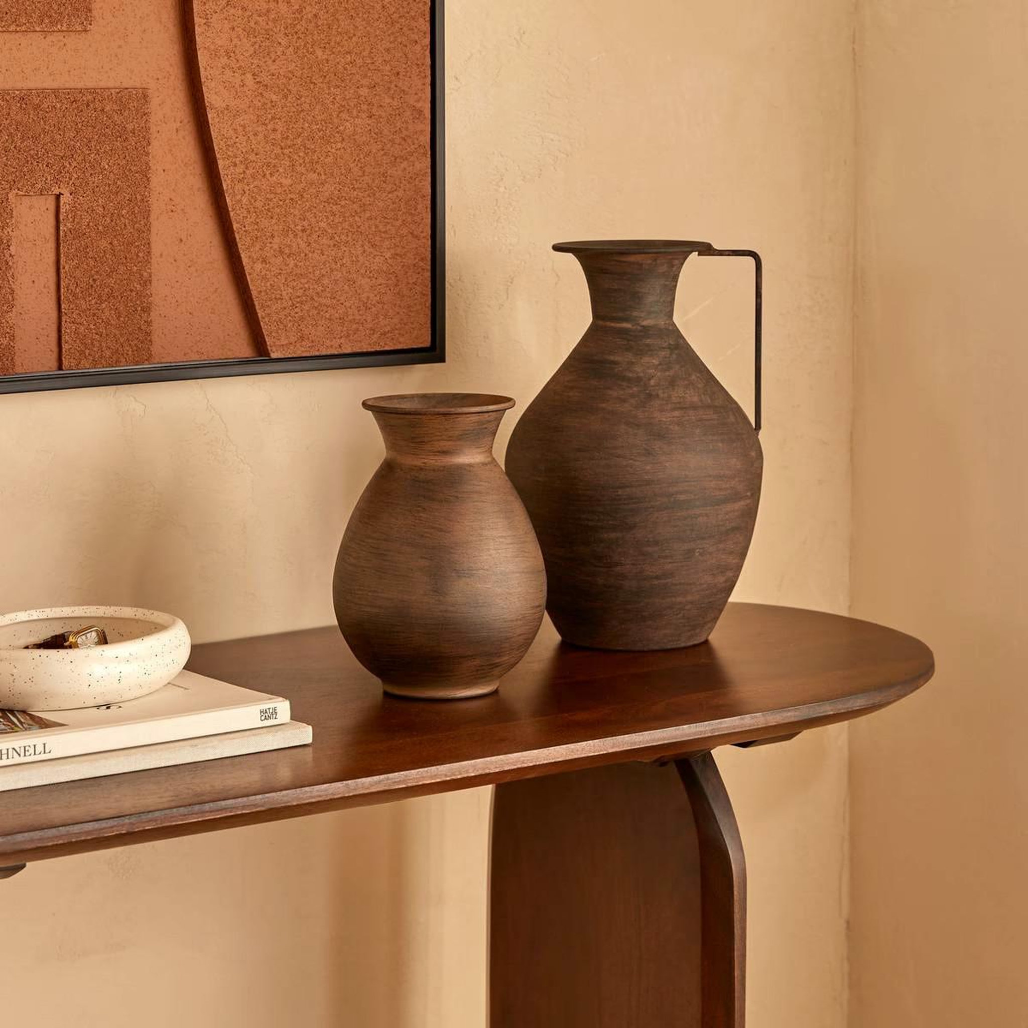 Voir la diapositive 4 : ATMOSPHERA Vase cruche en métal  wonj  30cm marron