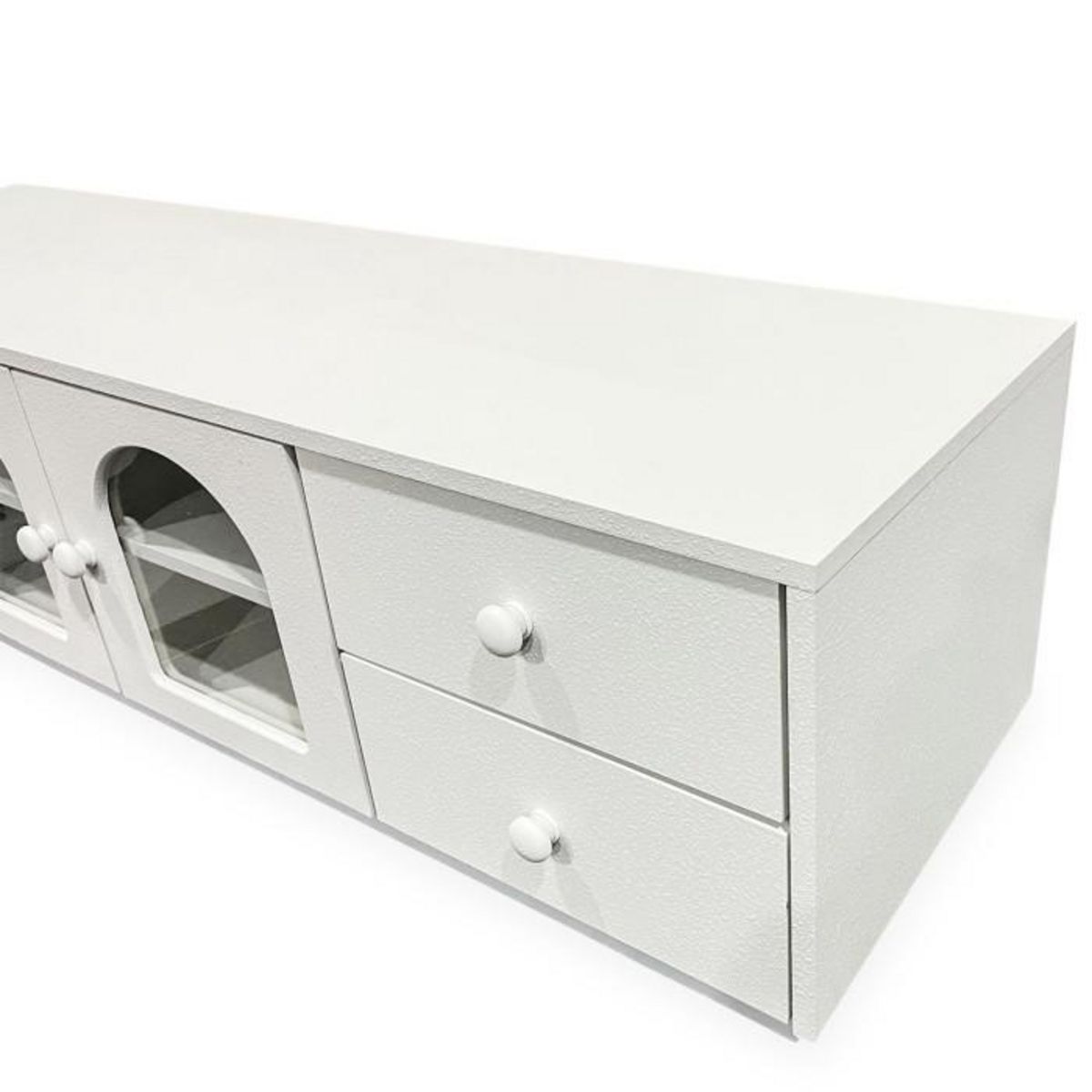 Paris Prix Meuble TV 4 Tiroirs & 2 Portes  Duane  140cm Blanc