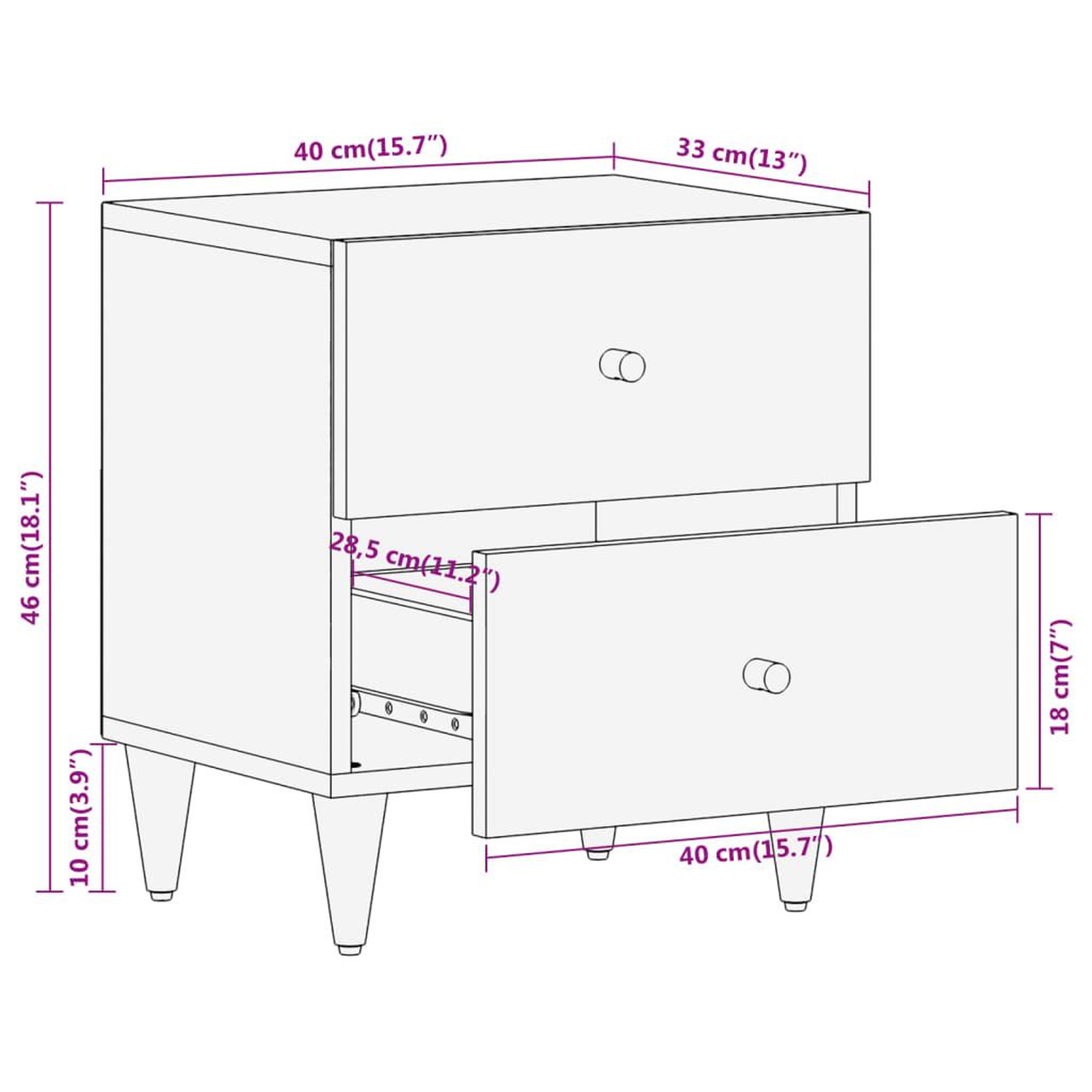 Voir la diapositive 6 : VIDAXL Tables de chevet 2 pcs 40x33x46 cm Bois de manguier solide