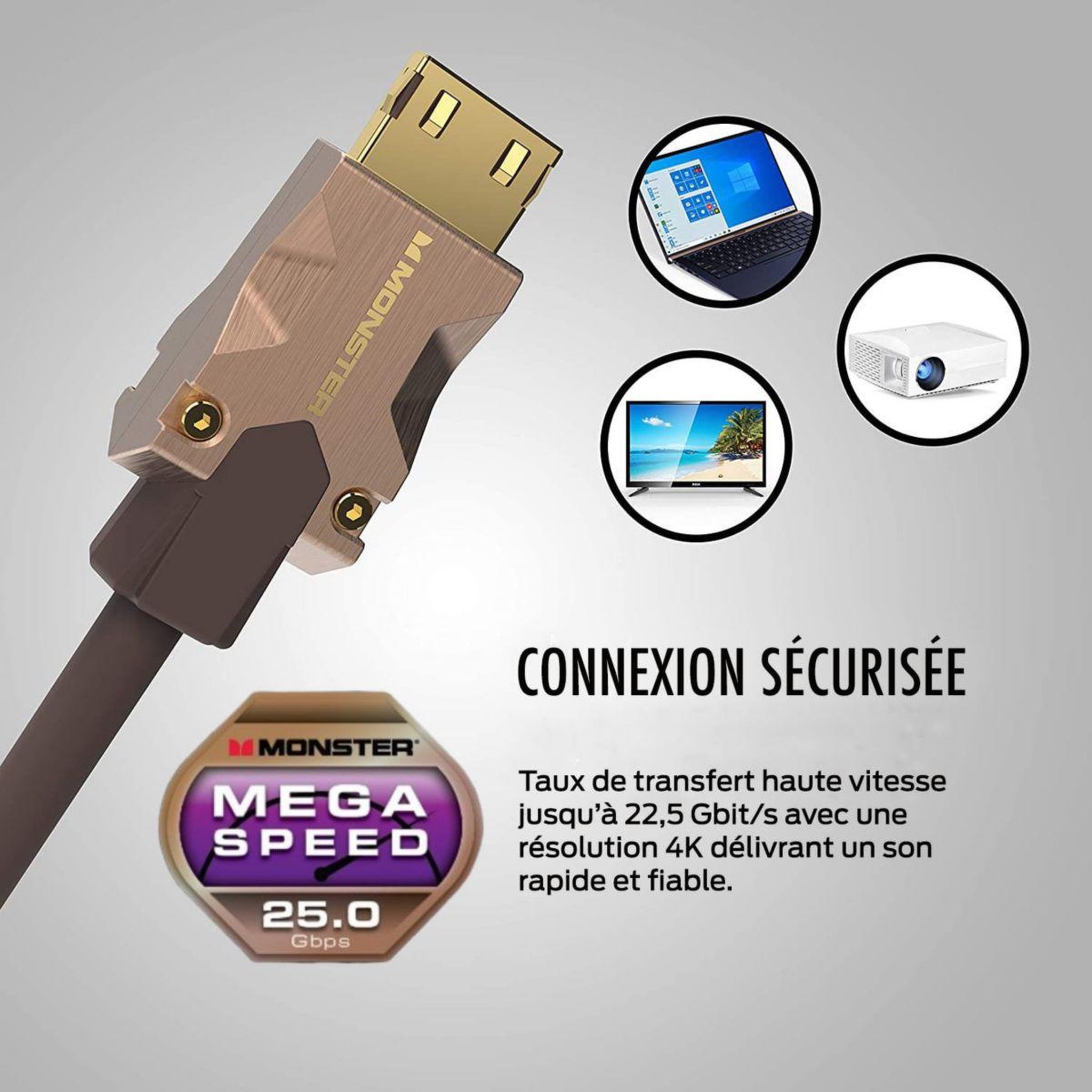 Voir la diapositive 5 : Monster Cable Câble hdmi m2000 uhd 4k hdr10+ 25gbps 5m