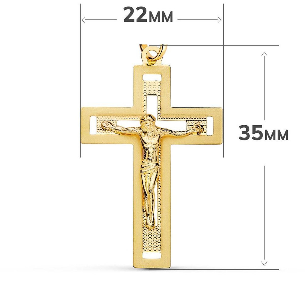 L'ATELIER D'AZUR Pendentif  - Médaille Christ sur la Croix Or 18 Carats 750 Jaune - Chaine Offerte