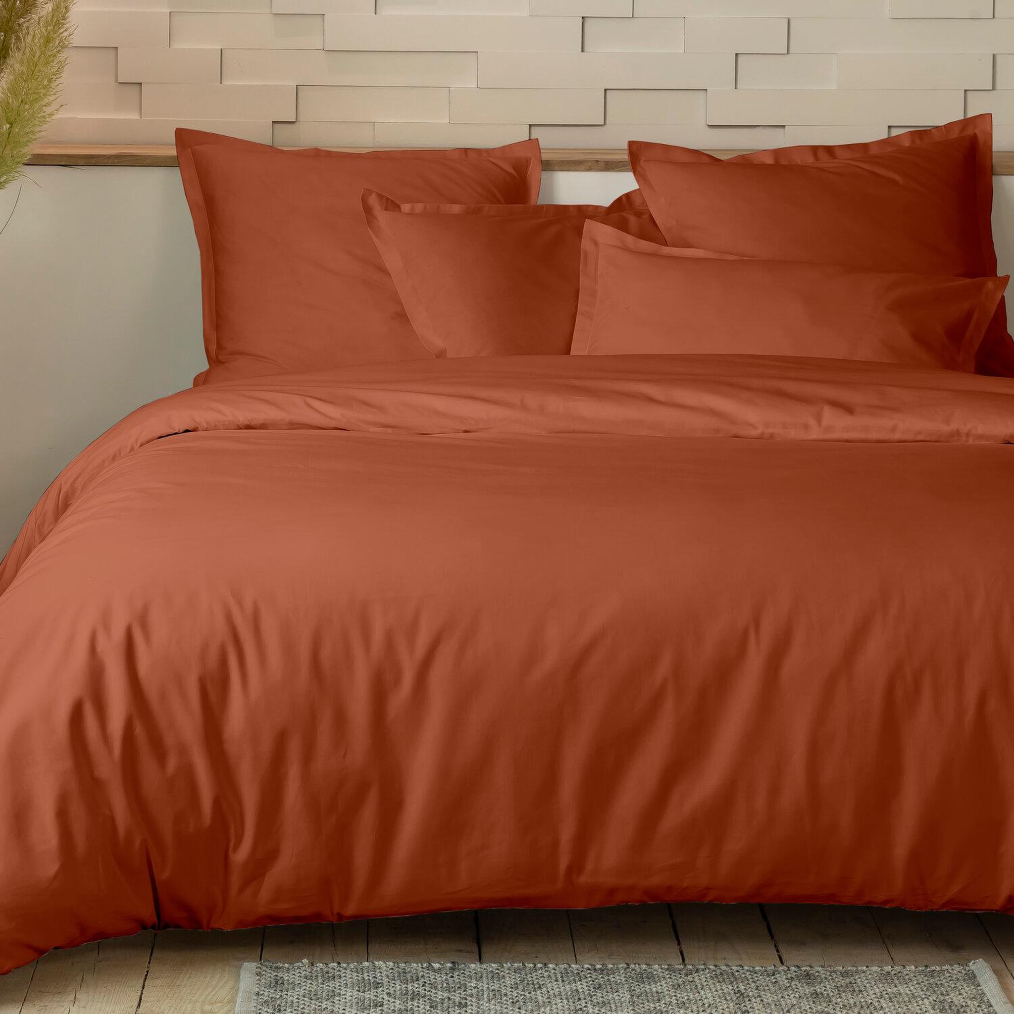 Voir la diapositive 2 : Home collection Parure de couette 100%percale de coton 80 fils/cm2-uni lin