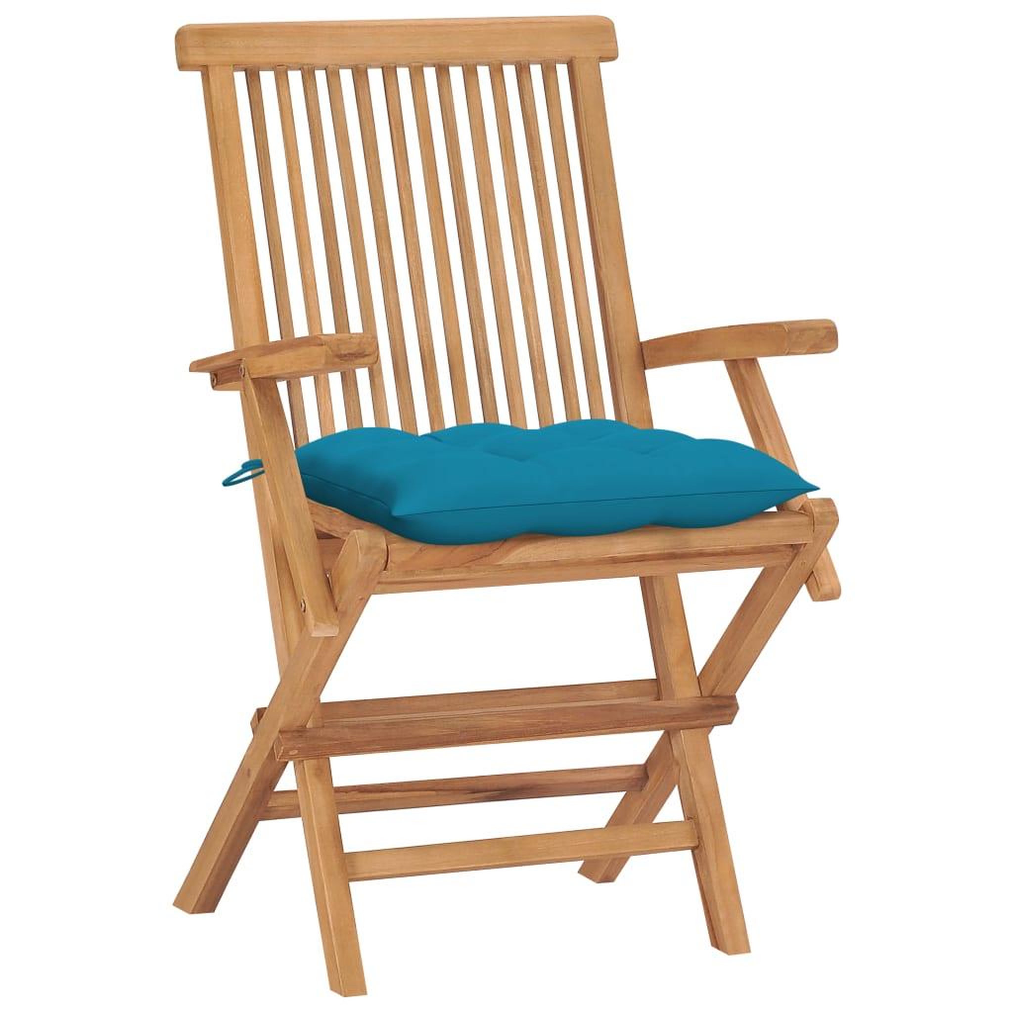 Voir la diapositive 2 : VIDAXL Chaises de jardin avec coussins bleu clair lot de 4 Teck massif