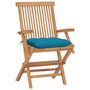 Voir la diapositive 2 : VIDAXL Chaises de jardin avec coussins bleu clair lot de 4 Teck massif
