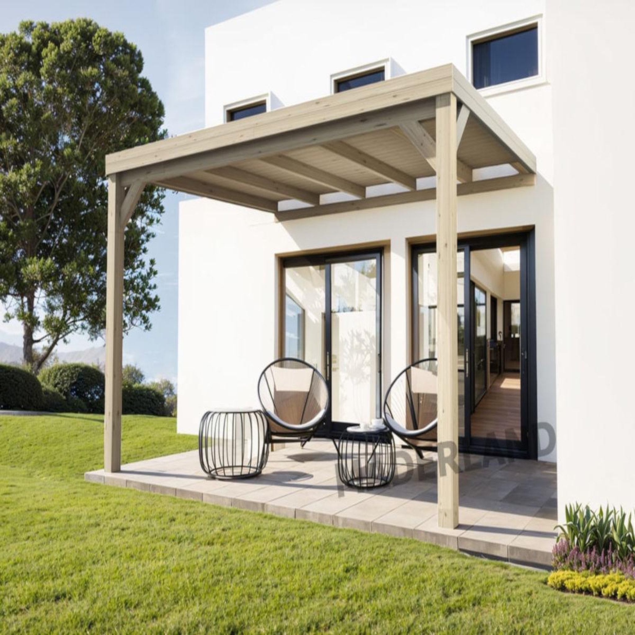 JARDIDECO Pergola adossée en bois reims 500 x 300 cm - maderland
