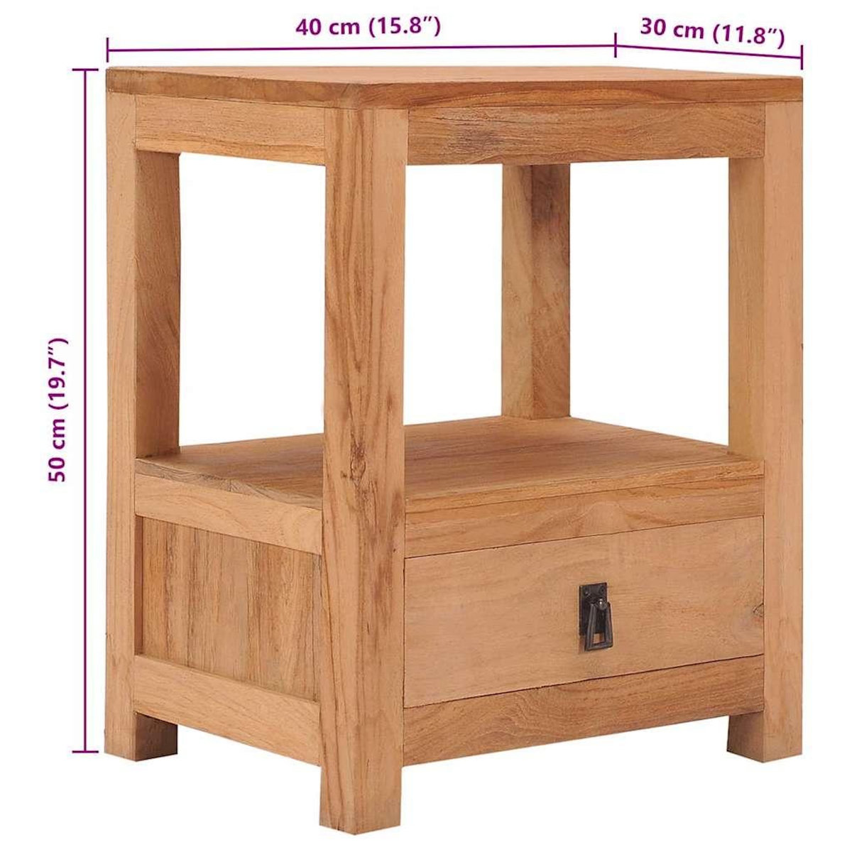 VIDAXL Table de chevet 40x30x50 cm bois de teck massif