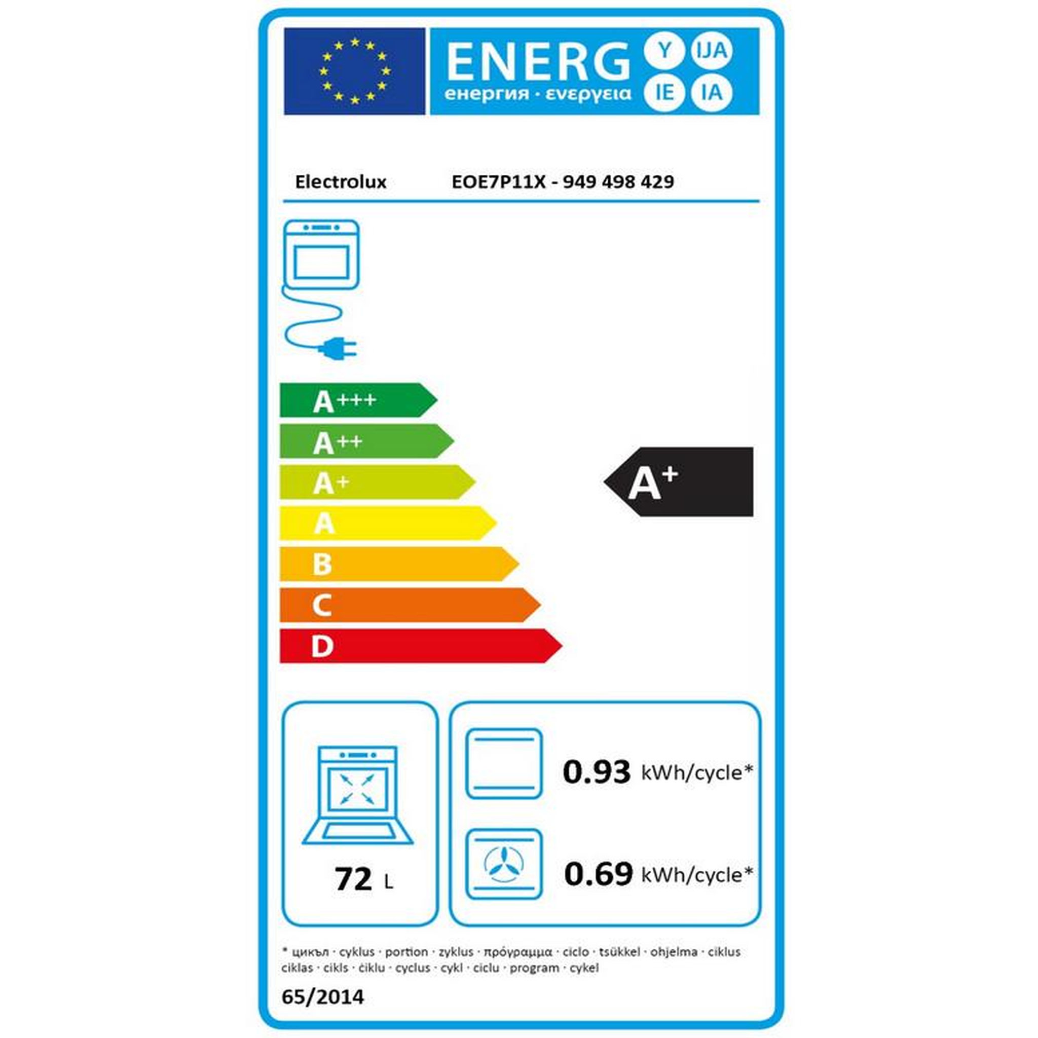 Voir la diapositive 2 : ELECTROLUX Four intégrable multifonction 72l 60cm a+ pyrolyse inox - eoe7p11x