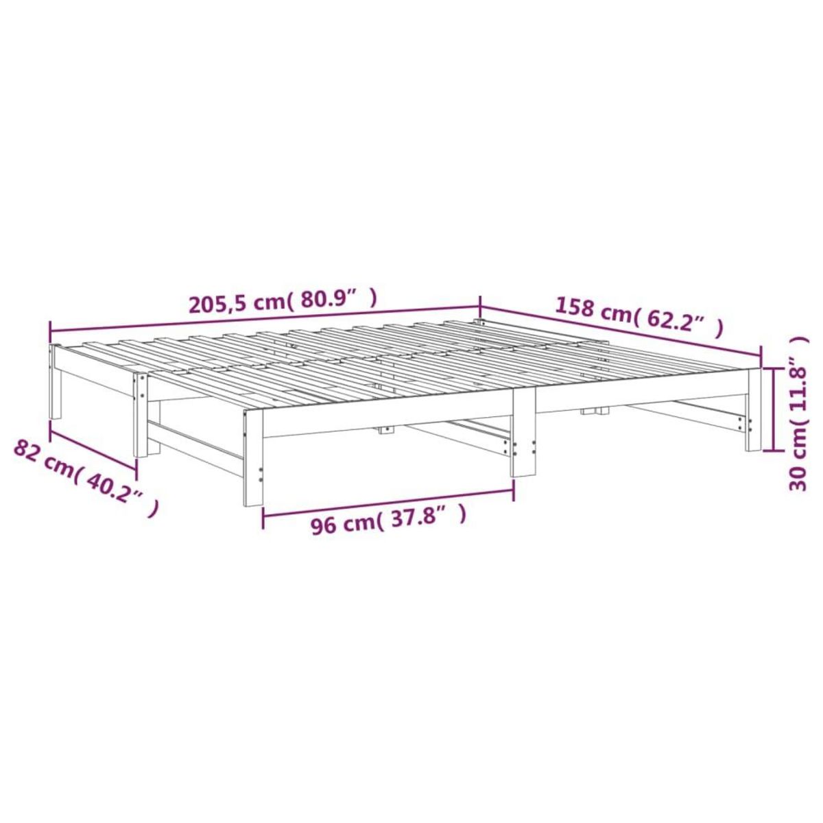 VIDAXL Lit coulissant sans matelas 2x(80x200) cm Bois de pin massif