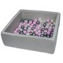  Piscine à balles pour enfant, 90x90 cm, Aire de jeu + 150 balles perle, rose clair, argent