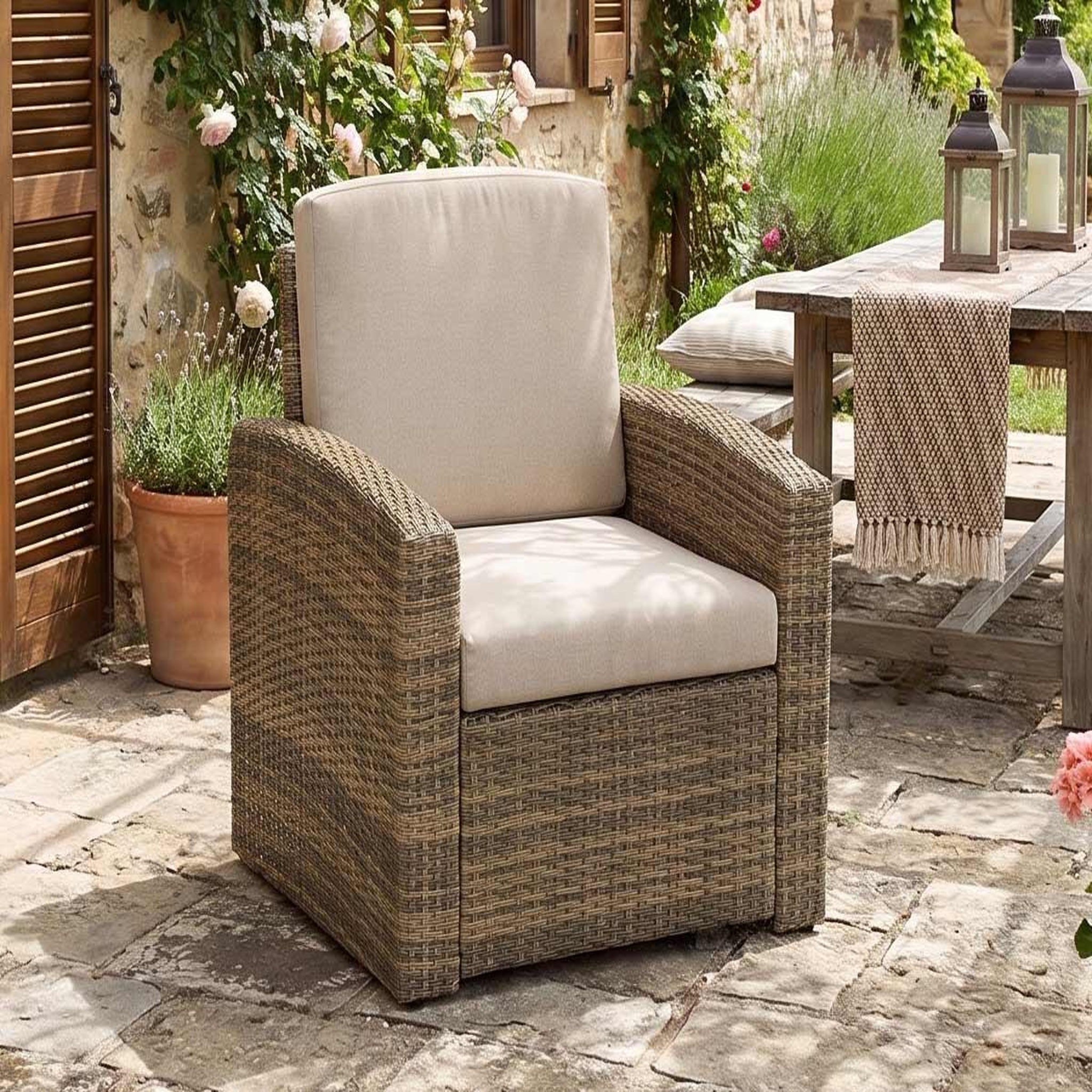 Voir la diapositive 2 : HESPERIDE Fauteuil de jardin en alu et résine tressée Selenim Naturae - Hespéride