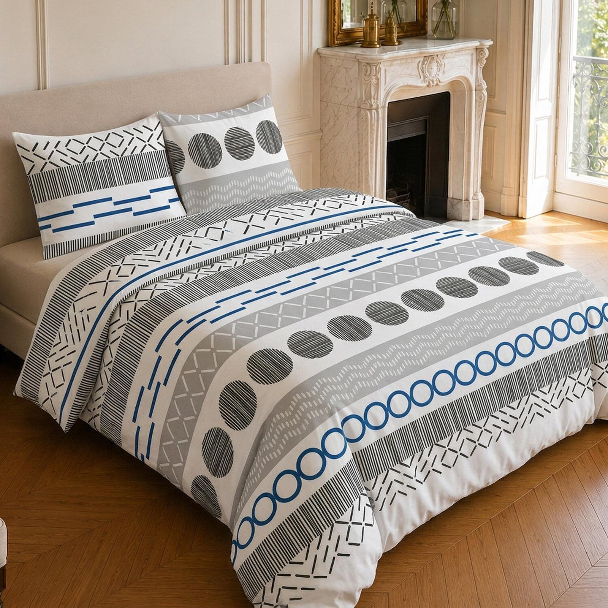Voir la diapositive 2 : Home collection Parure housse de couette imprimée 100% microfibre - vague - 220x240 cm
