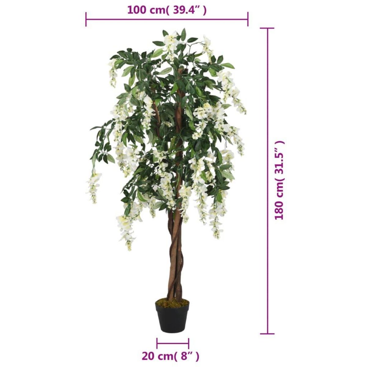 VIDAXL Glycine artificielle 1260 feuilles 180 cm vert et blanc
