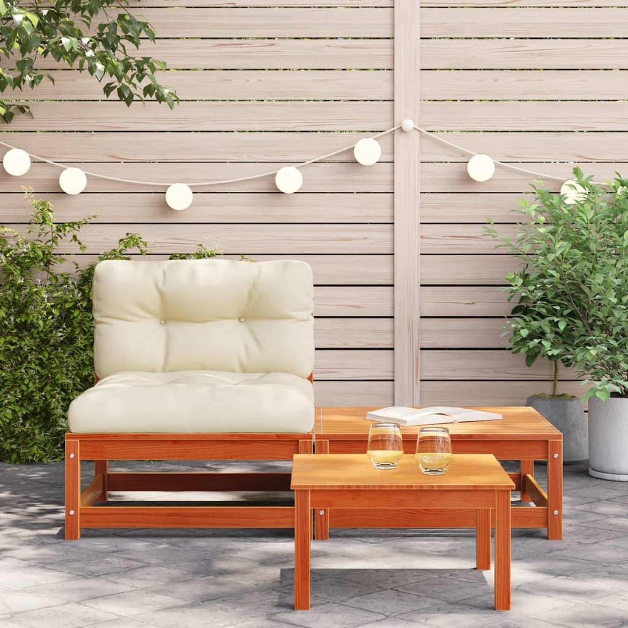 Voir la diapositive 3 : VIDAXL Canape de jardin sans accoudoirs avec coussins et repose-pieds