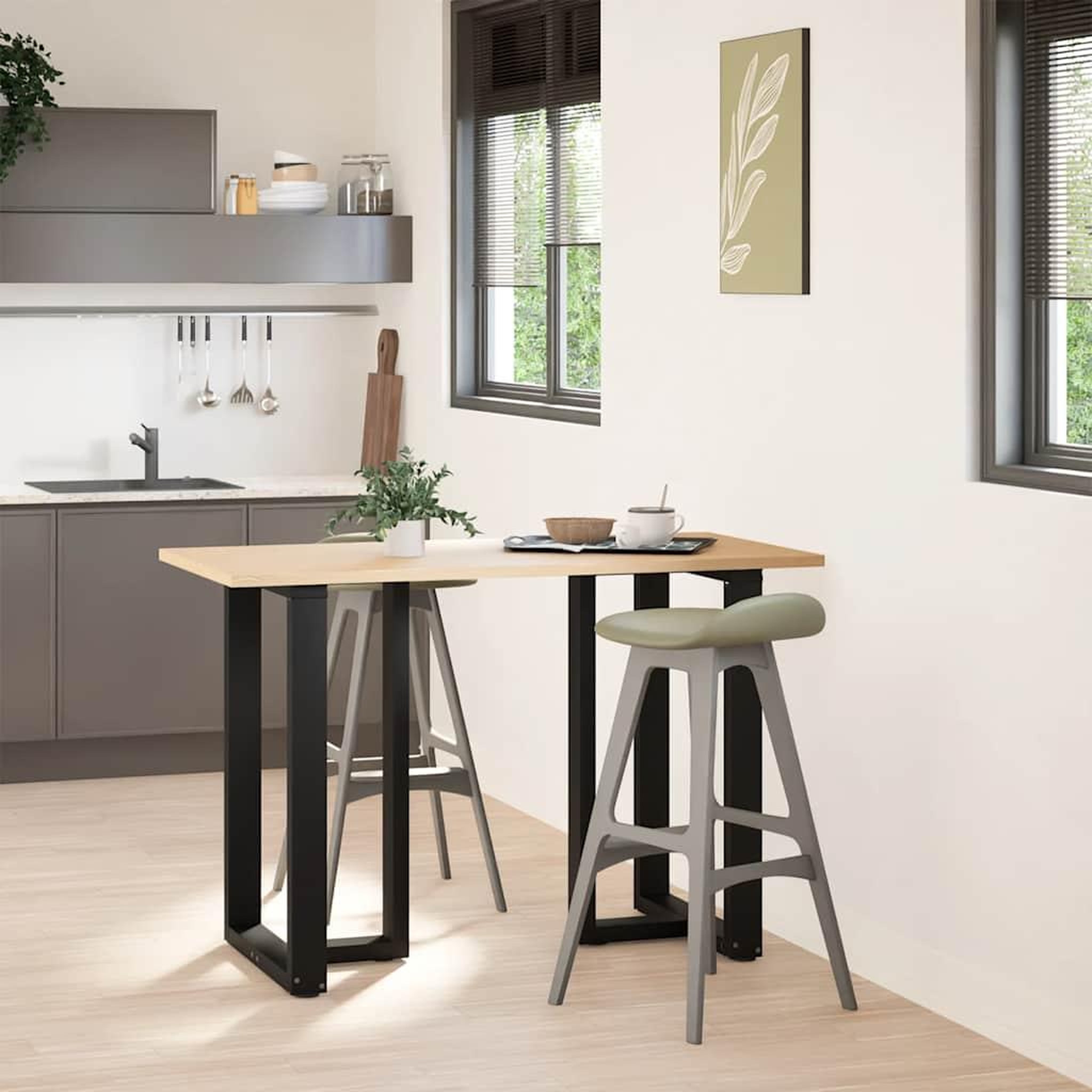 Voir la diapositive 3 : VIDAXL Pieds de table de bar forme de T 2 pcs noir 60x35x(90-91) cm