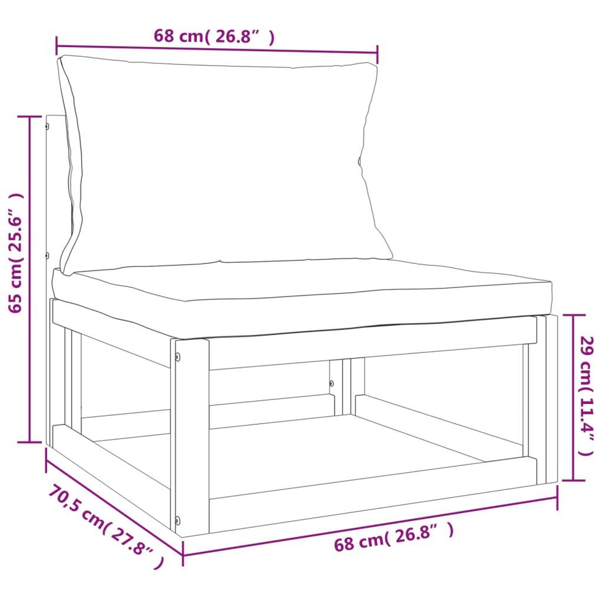 Voir la diapositive 6 : VIDAXL Salon de jardin avec coussins 2 pcs bois massif acacia