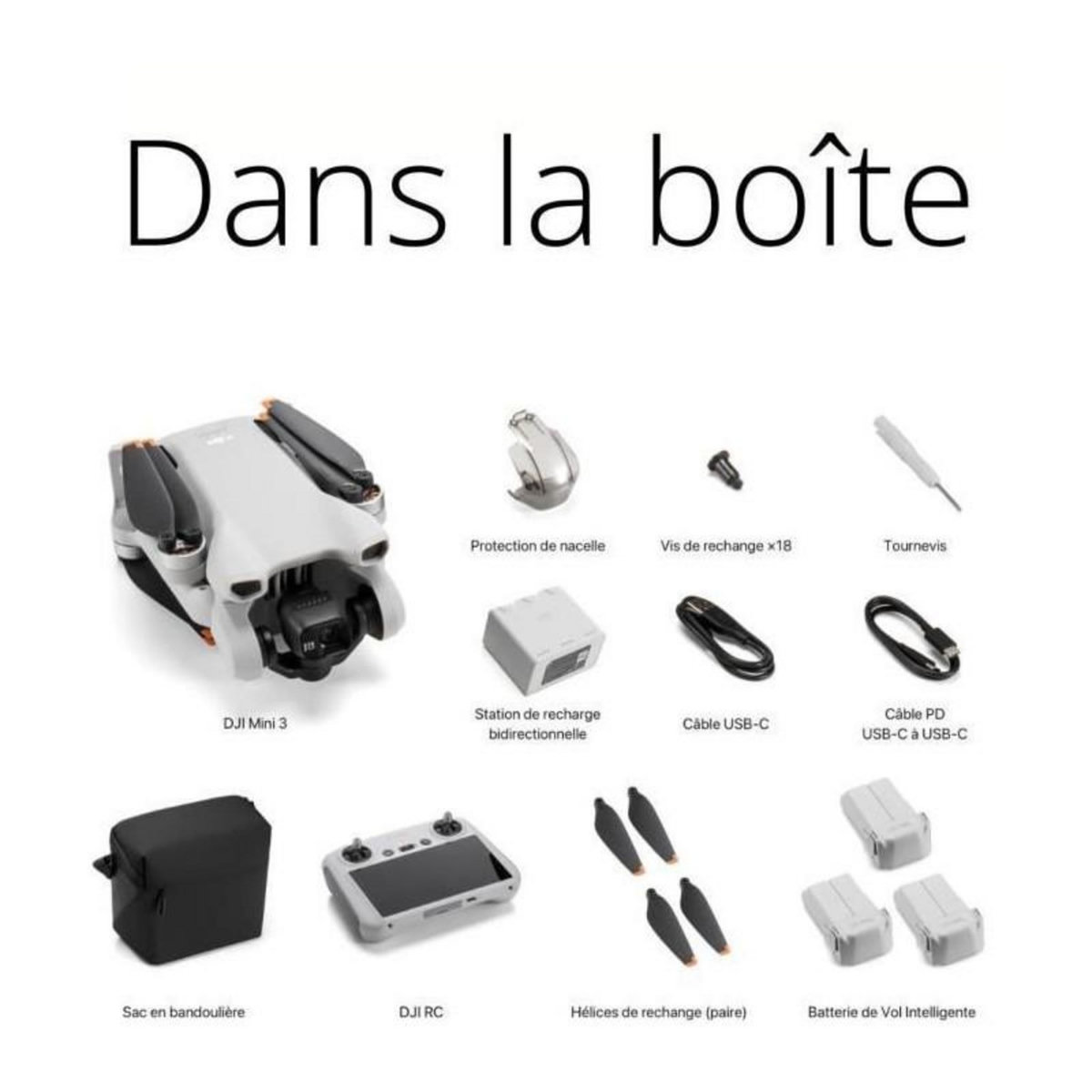 DJI Drone DJI Mini 3 Fly More Combo DJI RC GL - 249 g - Capturez en 4K HDR - Autonomie 38 minutes