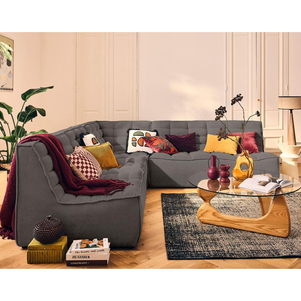 LISA DESIGN Ellie - module d'angle en velours texturé