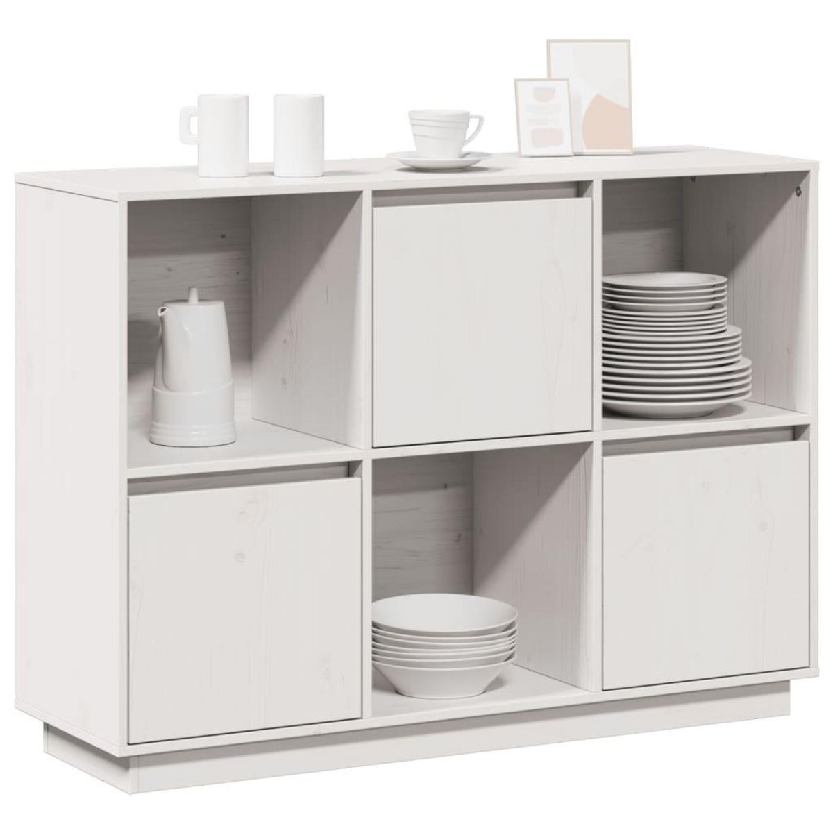VIDAXL Buffet Blanc 110,5x35x80 cm Bois massif de pin