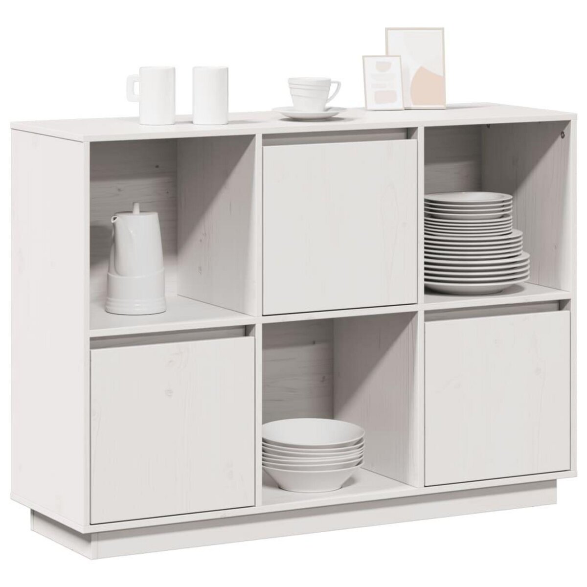 VIDAXL Buffet Blanc 110,5x35x80 cm Bois massif de pin