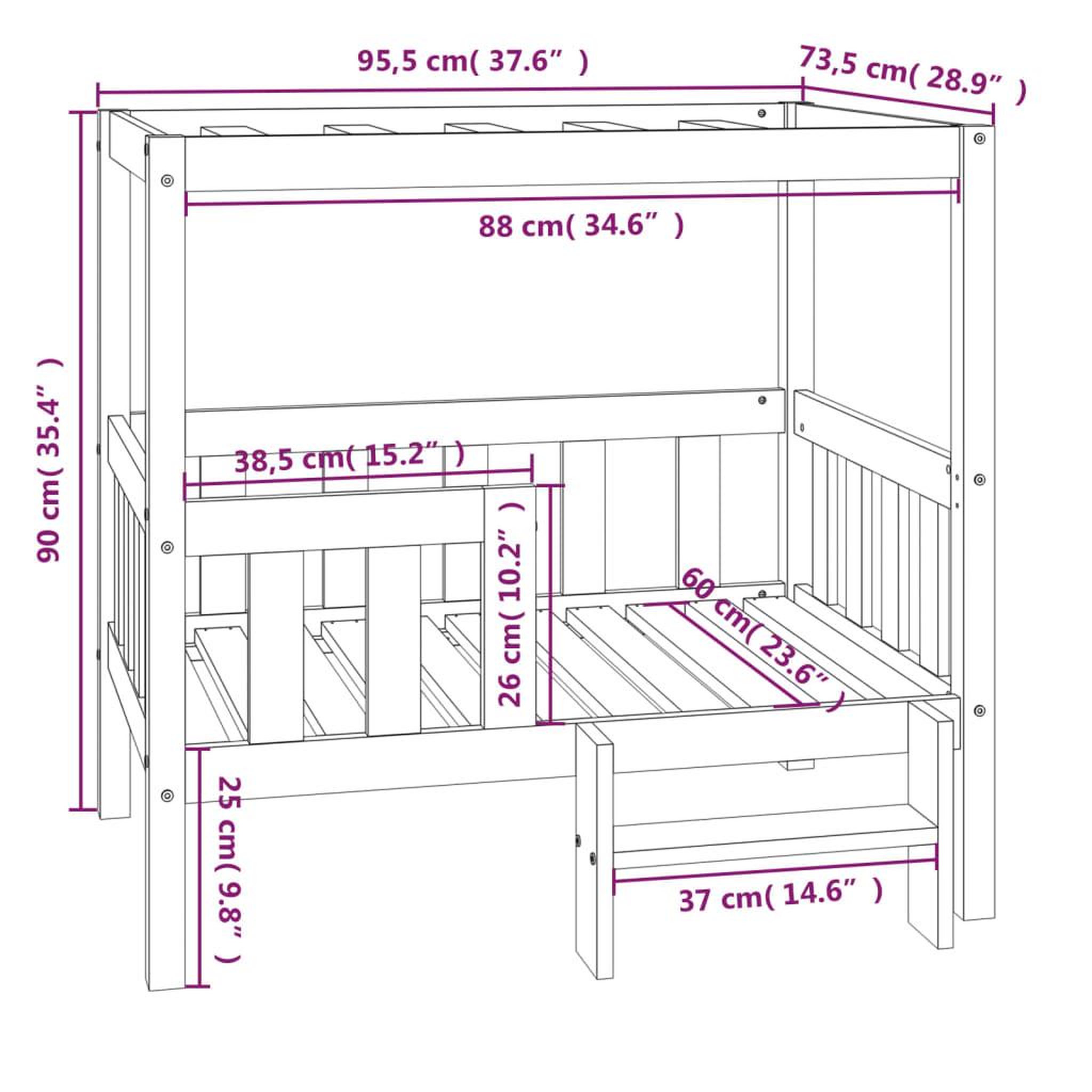 Voir la diapositive 6 : VIDAXL Lit pour chien Gris 95,5x73,5x90 cm Bois de pin solide